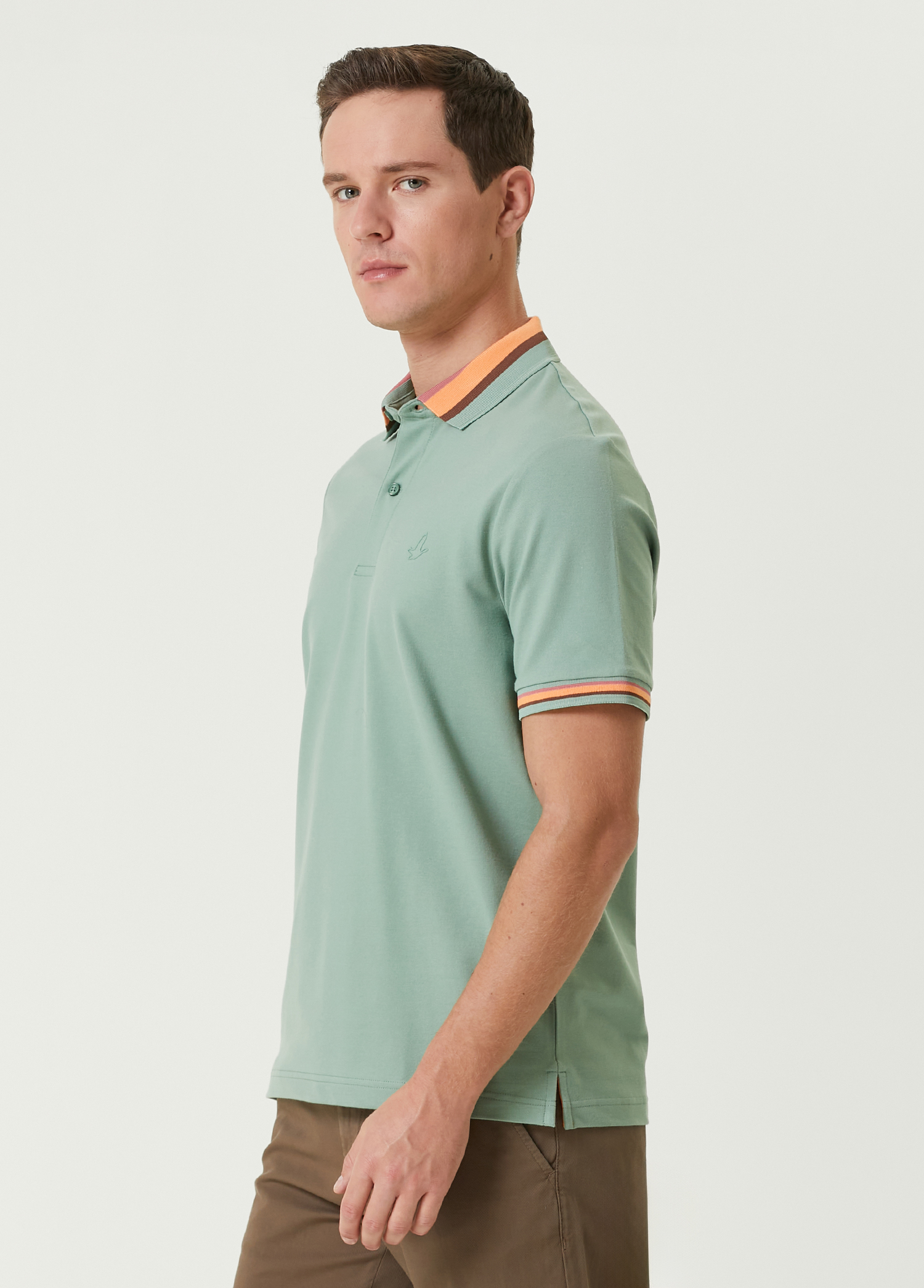 Comfort Fit Polo Yaka Colorblocked Detaylı T-shirt_3