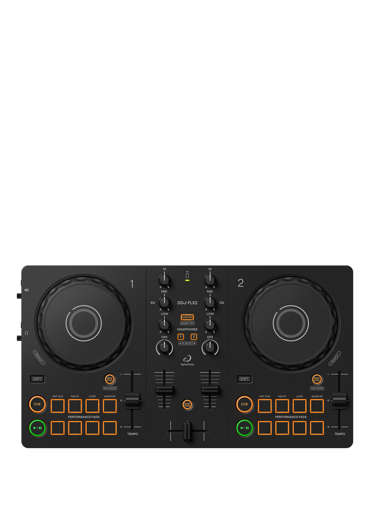 Alphatheta - DDJ FLX2 Kompakt 2 kanallı DJ Kontrol Cihazı - Siyah