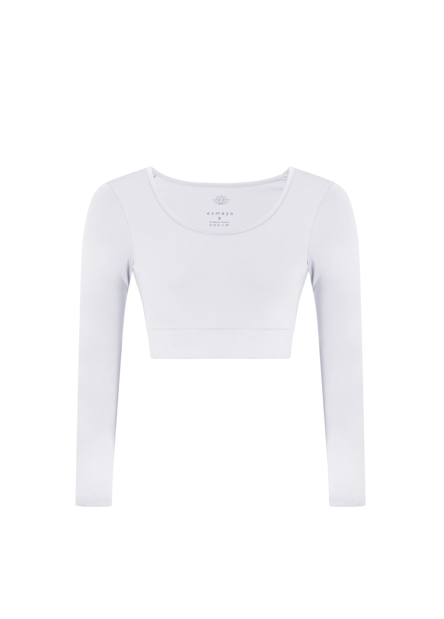 Beyaz Uzun Kollu Kadın Crop Spor Body