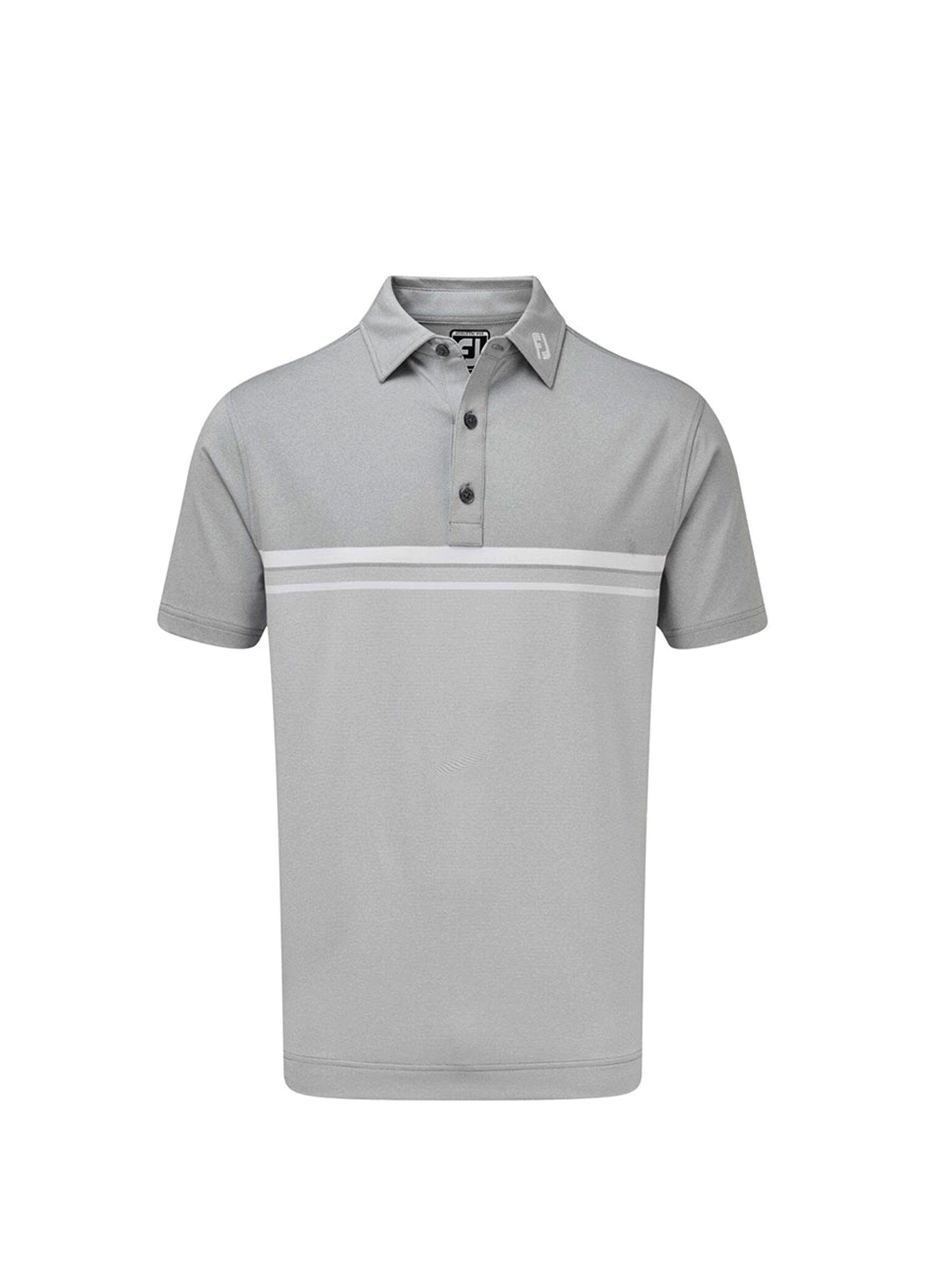 Stretch Pique Gri Beyaz Renk Bloklu Polo Yaka Kısa Kollu Erkek Golf T-Shirt