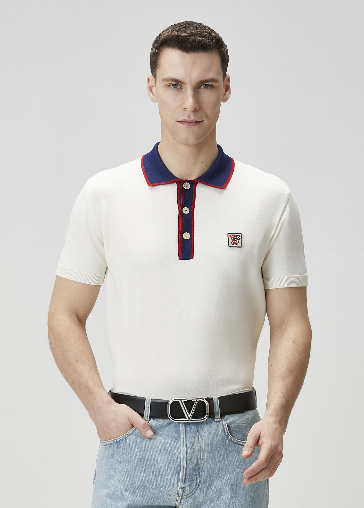 Krem Polo Yaka Kısa Kollu Triko