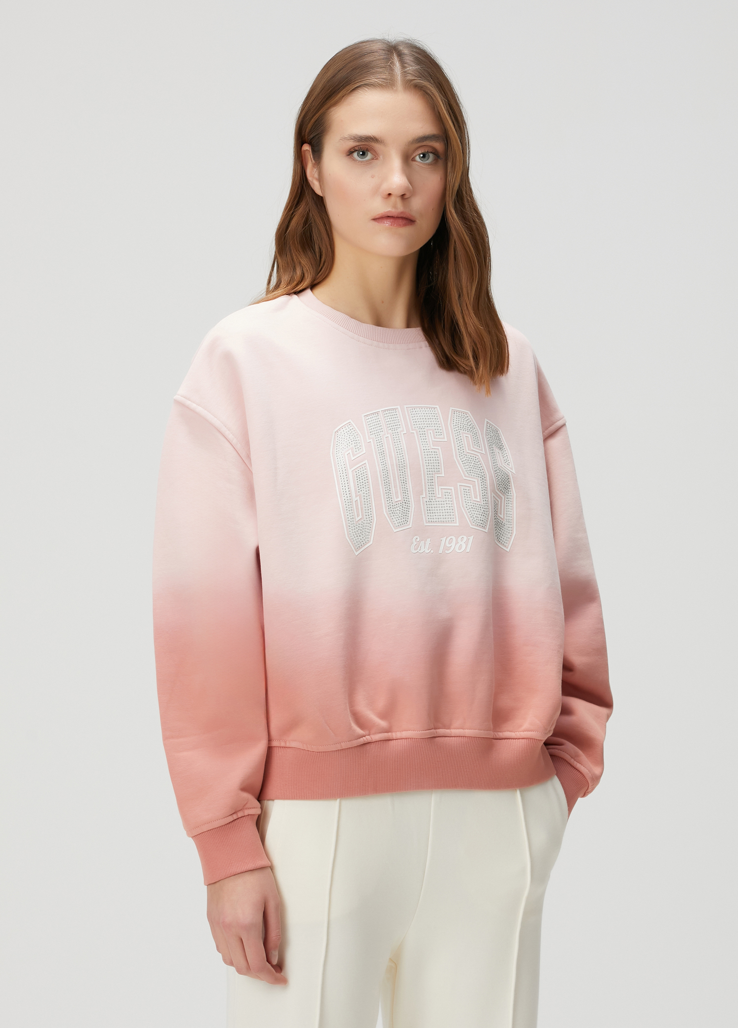 College Pembe Degrade Sweatshirt