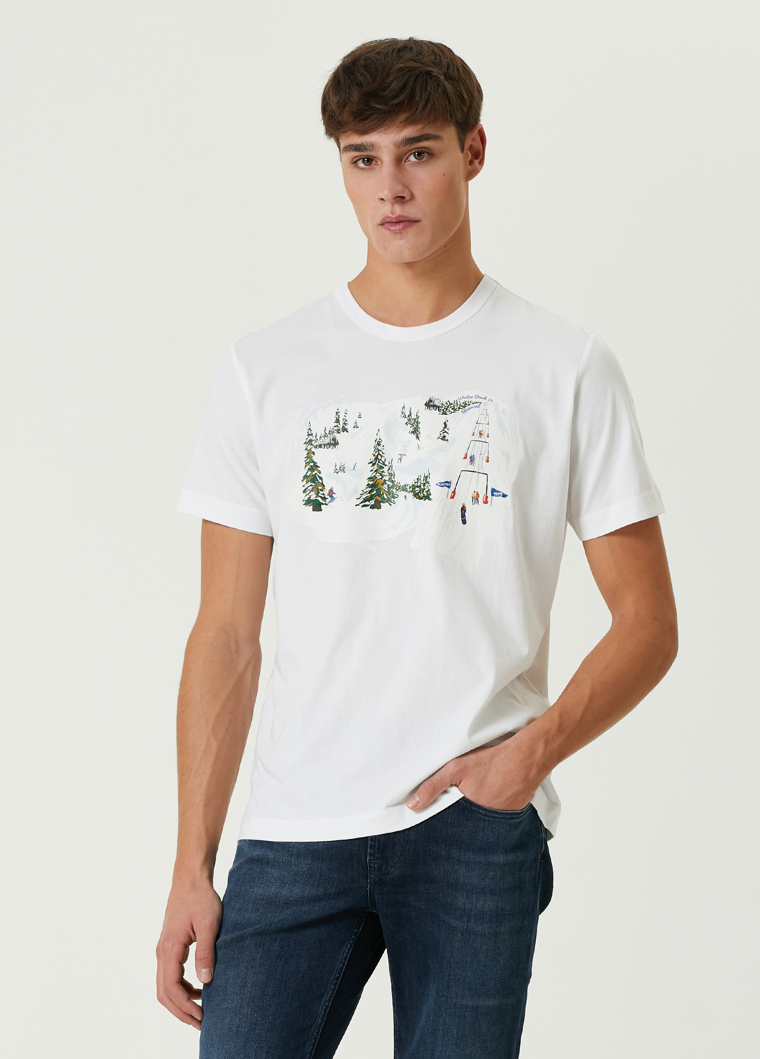 Ricci Beyaz Baskılı T-shirt