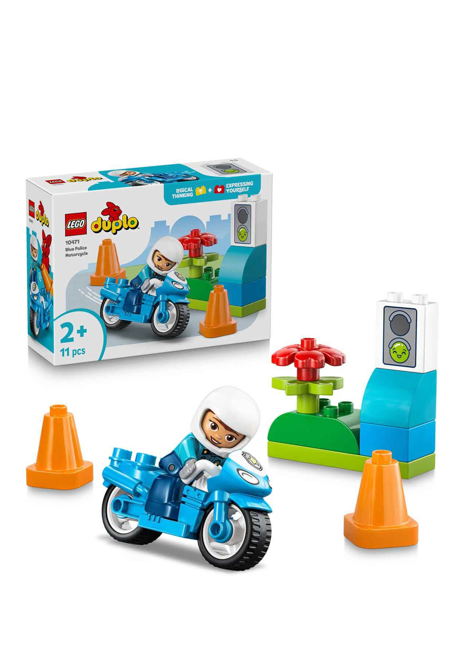 Duplo Kasabası Mavi Polis Motosikleti 11 Parça 2+ Yaş Yapı Oyuncağı 10471