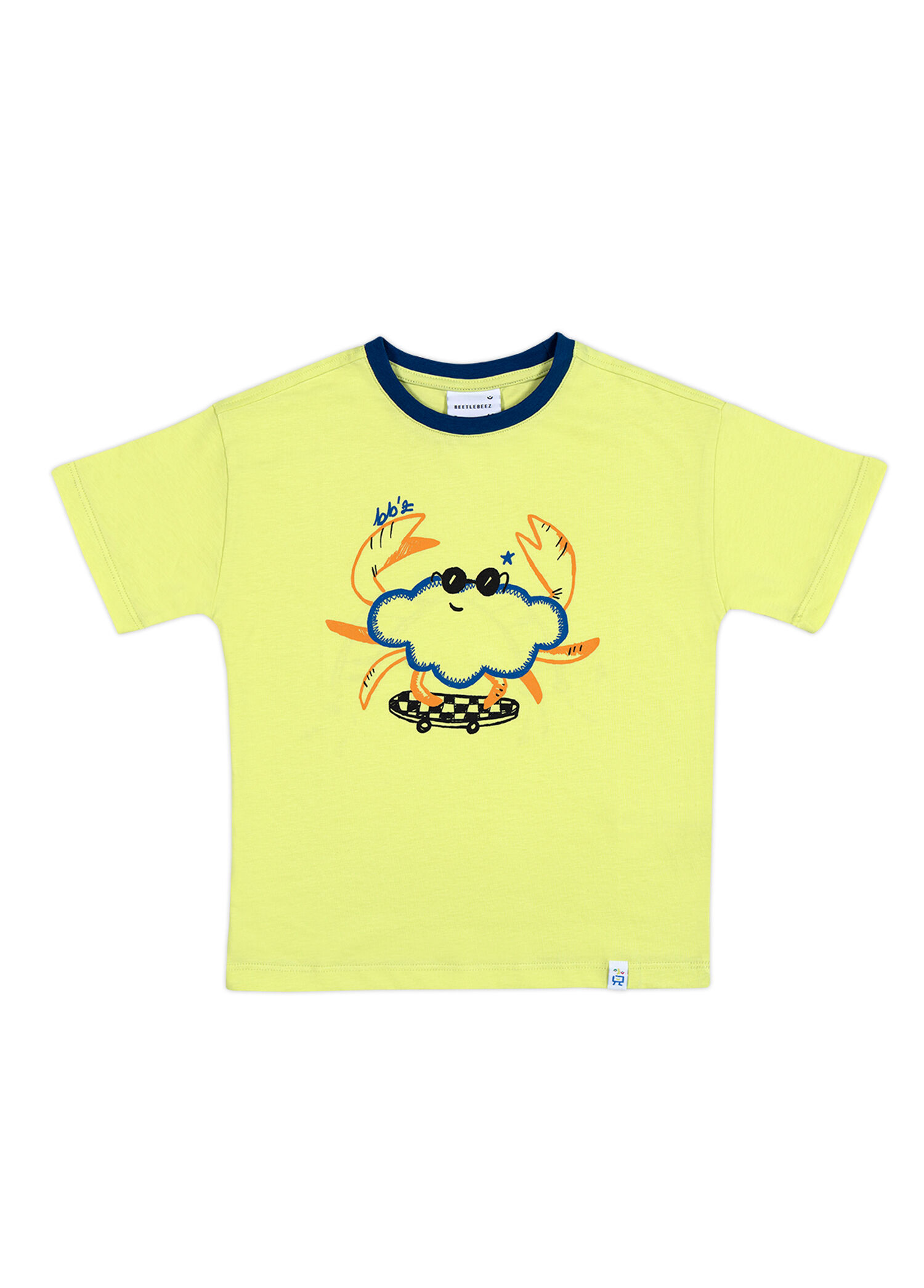 Cool Funny Crab Baskılı Lime Oversize Kısa Kollu Erkek Çocuk T-Shirt