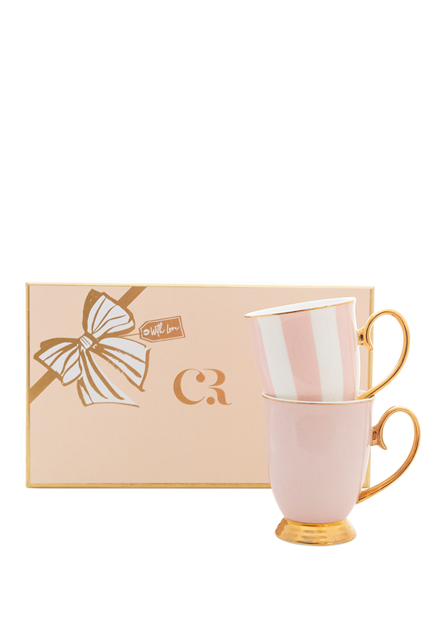 Blush Stripe and Blush 24 Ayar Altın Kaplama 2'li Mug Seti