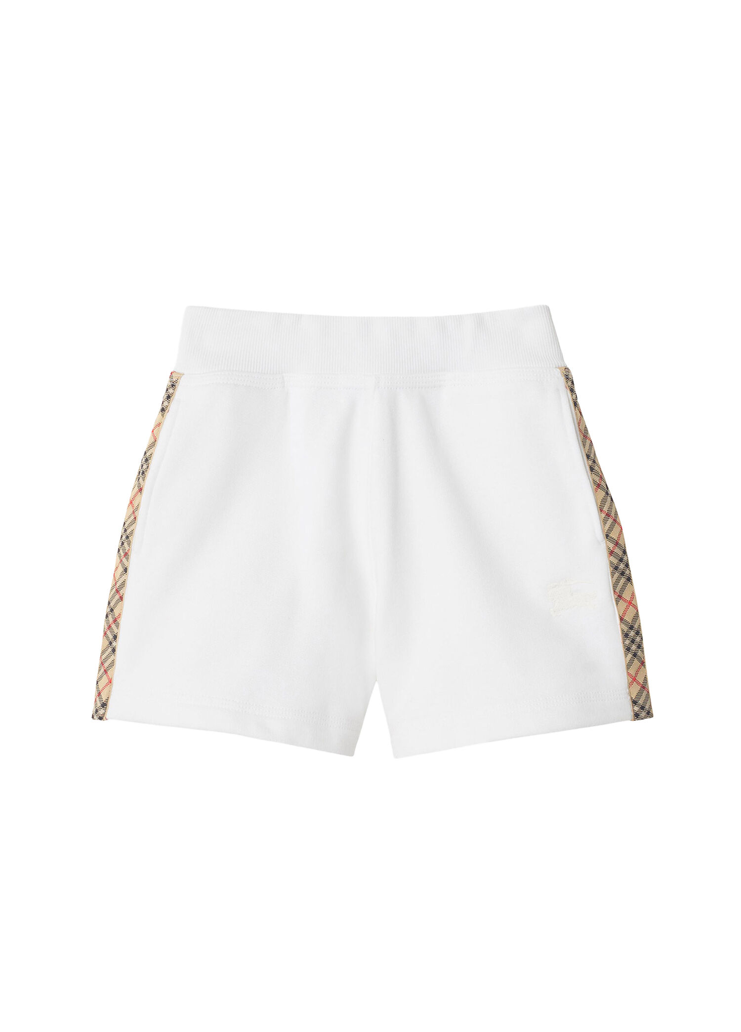 Caterina Check Trim Cotton Beyaz Pamuklu Unisex Çocuk Şort