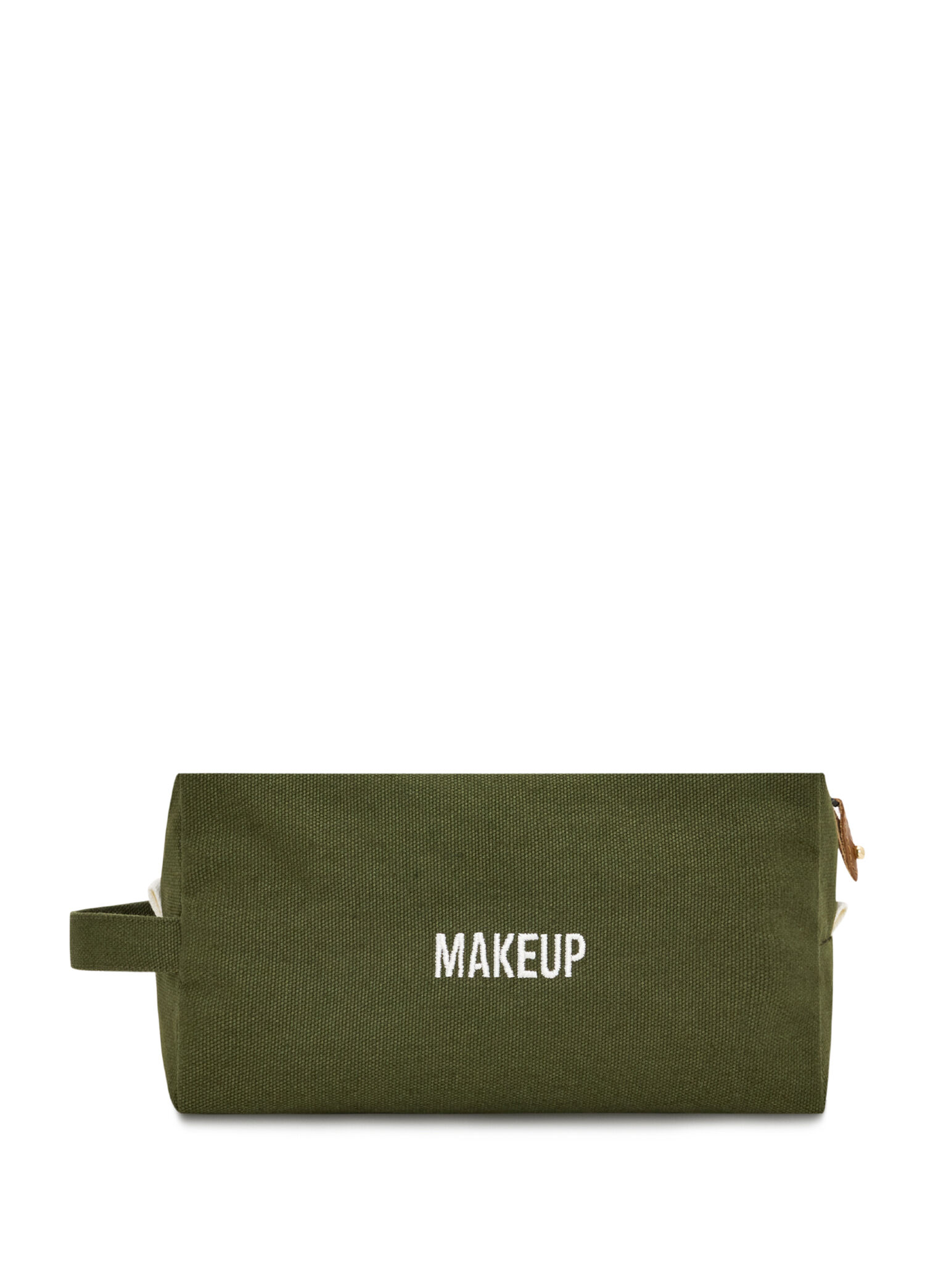 Makeup Large Yeşil Kanvas Yazı Detaylı Kadın Makyaj Çantası