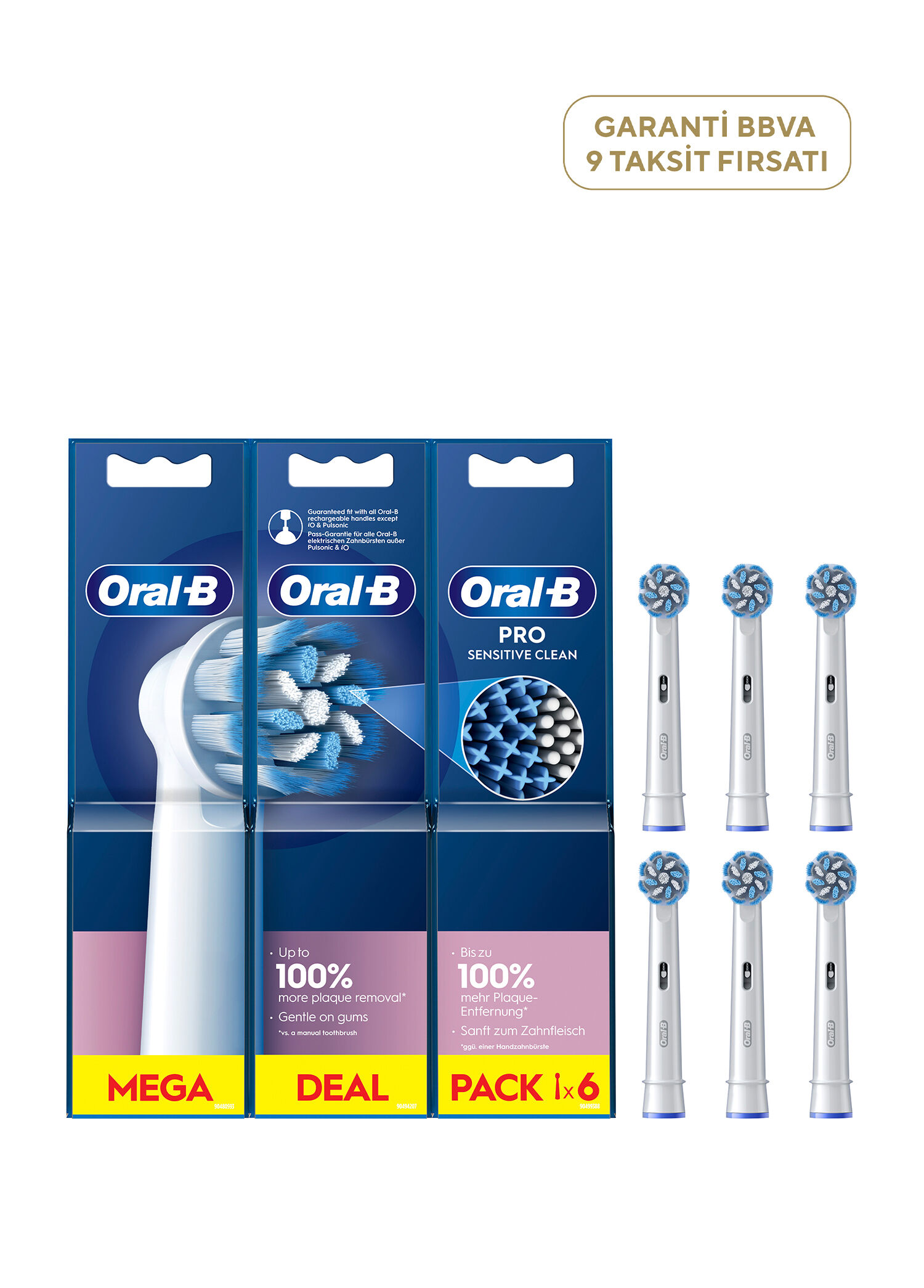 Pro Sensitive Clean EB60 6'lı Beyaz Diş Fırçası Yedek Başlığı