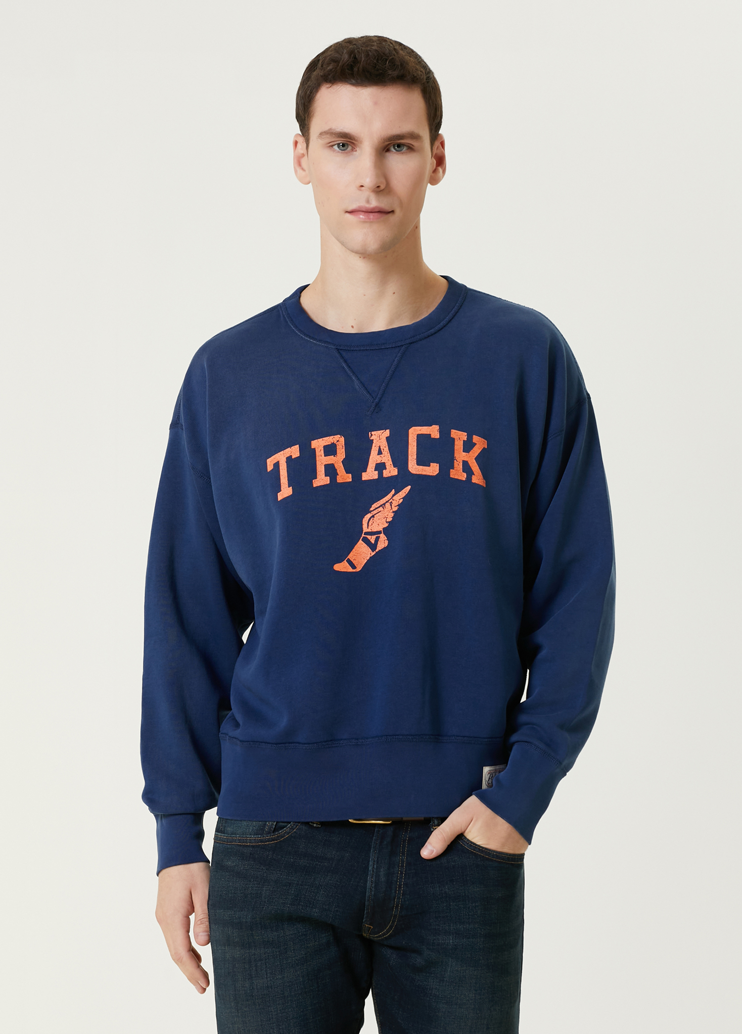 Mavi Slogan Baskılı Sweatshirt