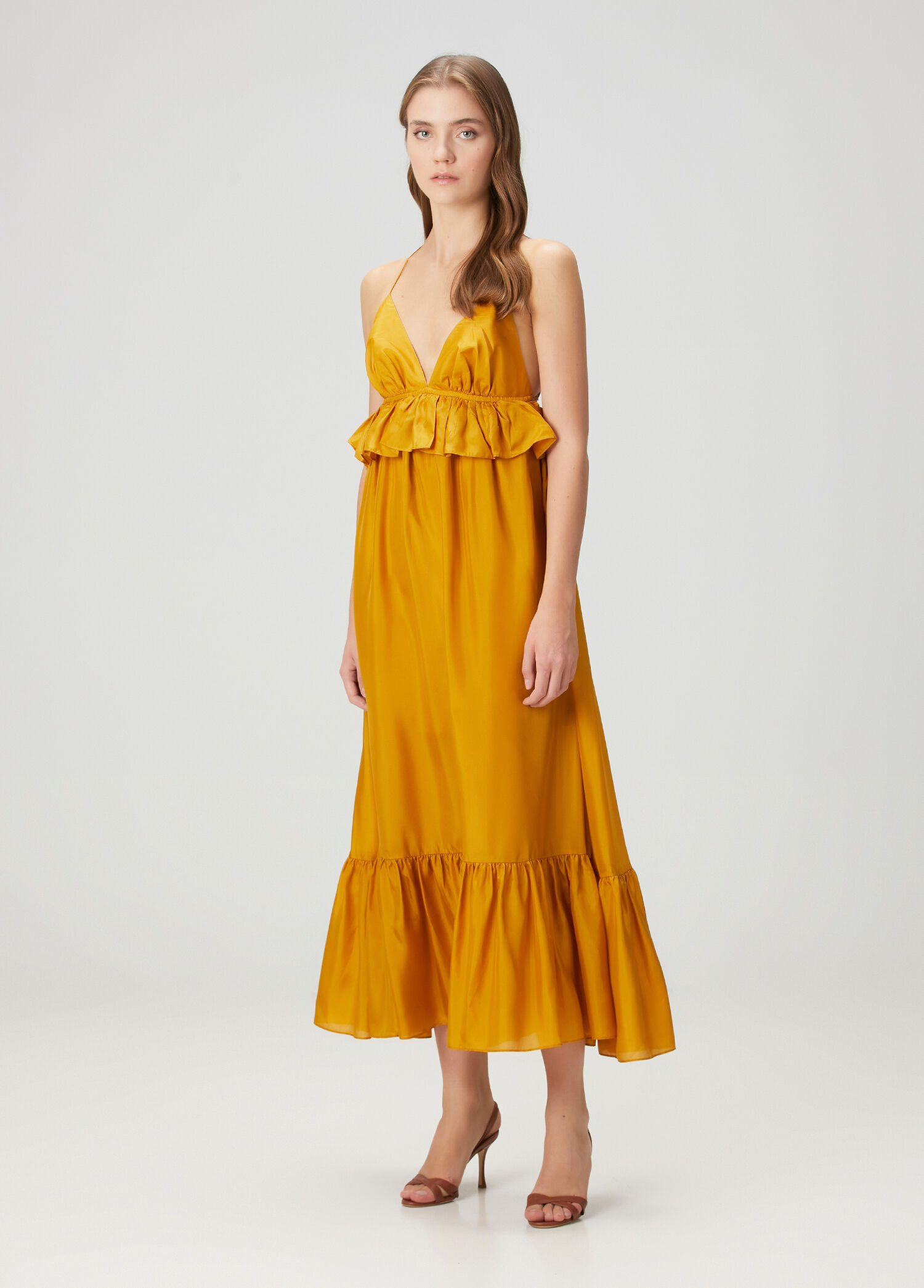 Rhiannon Gold Midi İpek Elbise