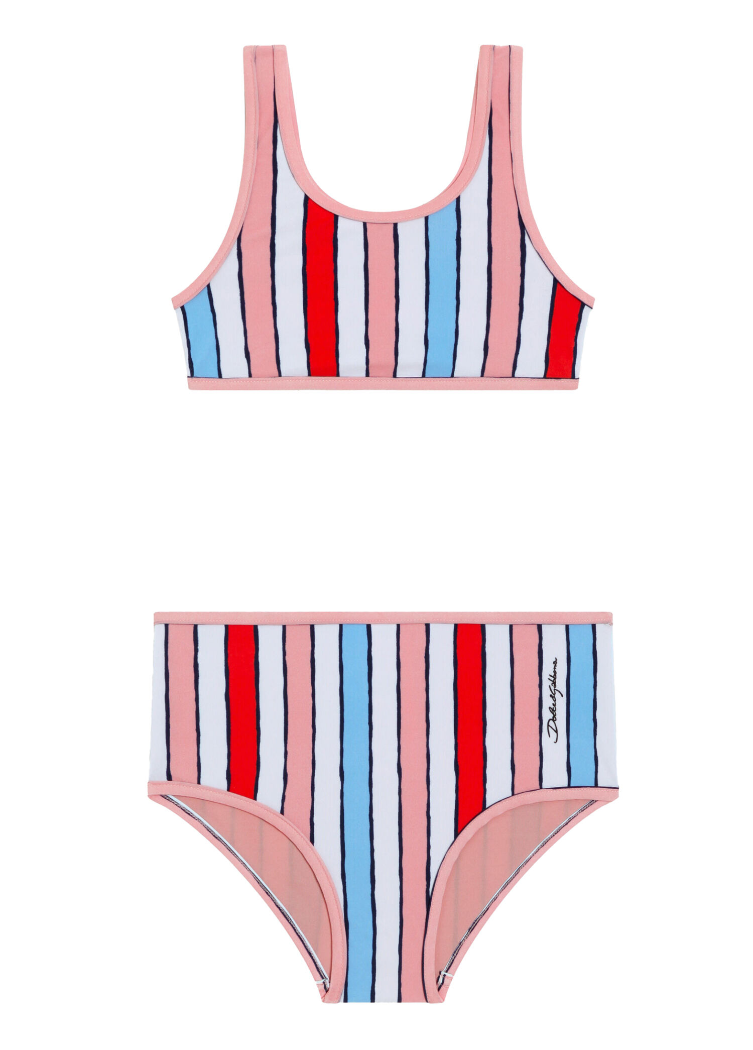 Çok Renkli Çizgili Kız Çocuk Bikini Takımı