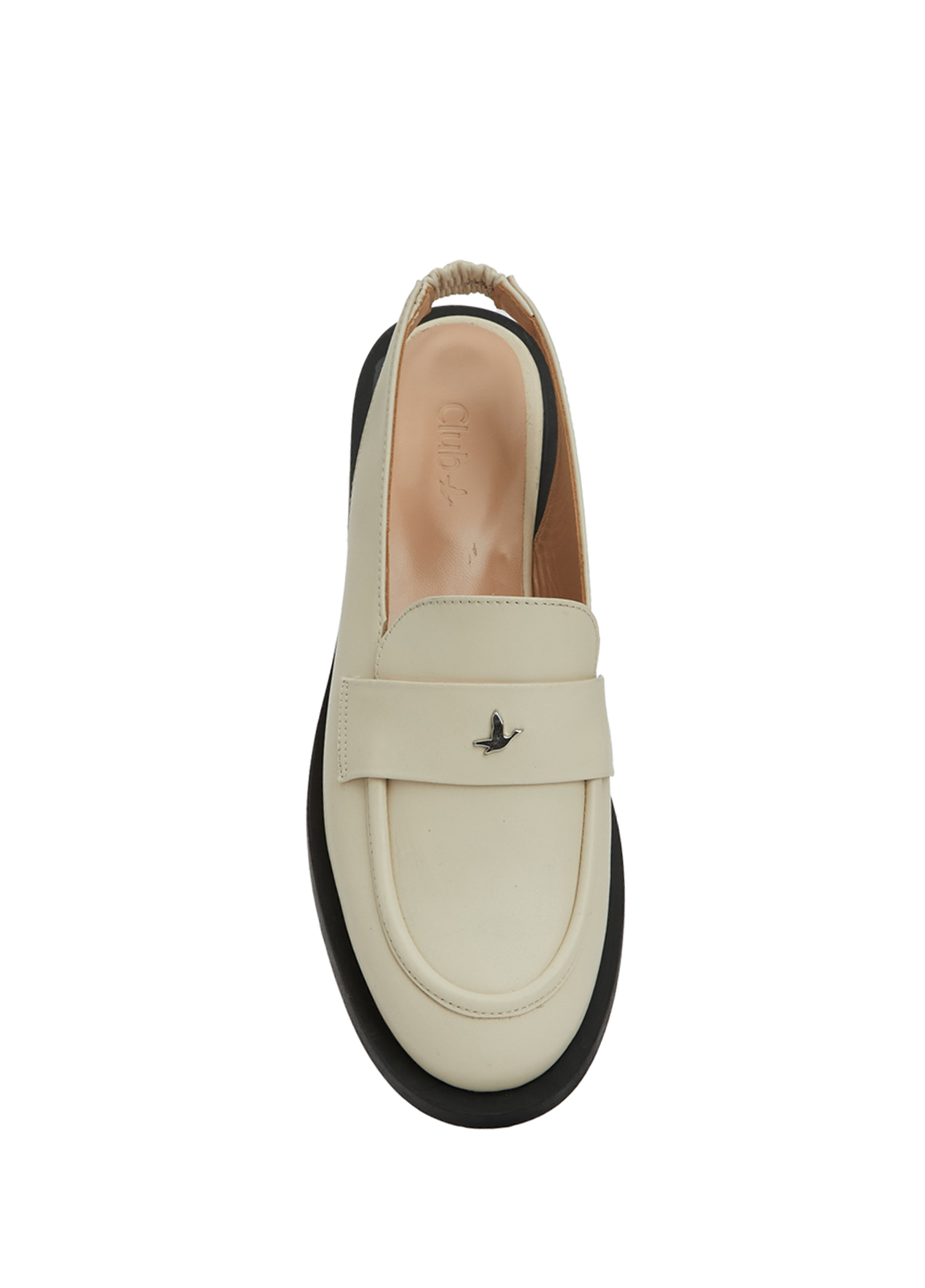 Ekru Kadın Deri Slingback Loafer_3