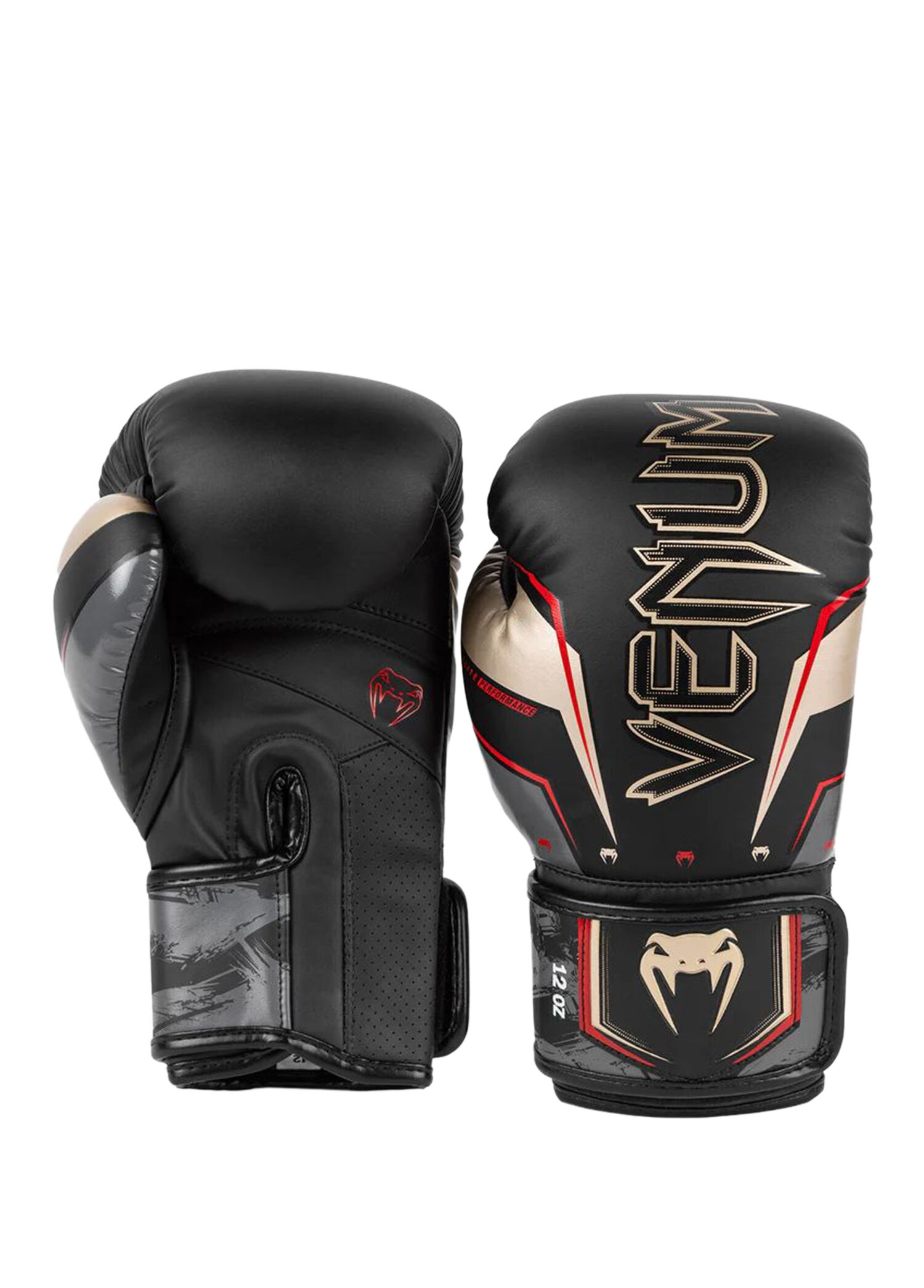 Elite EVO Boxing Gloves Black Gold Red Unisex Boks Eldiveni