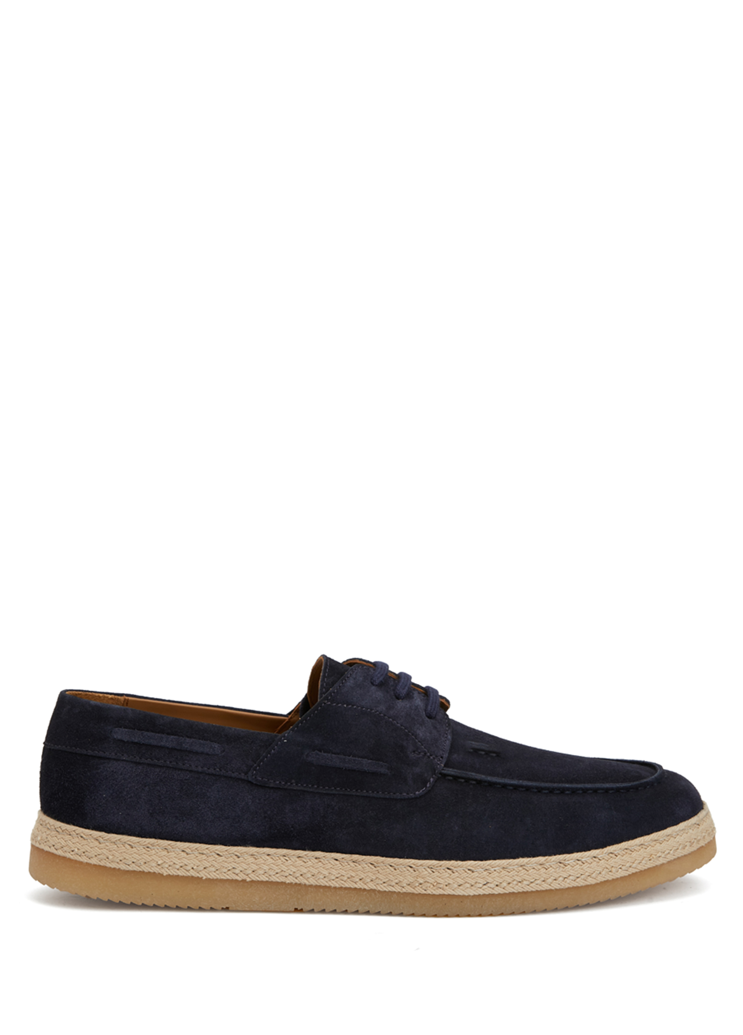 Navy Blue Jute Detailed Men's Suede Shoes