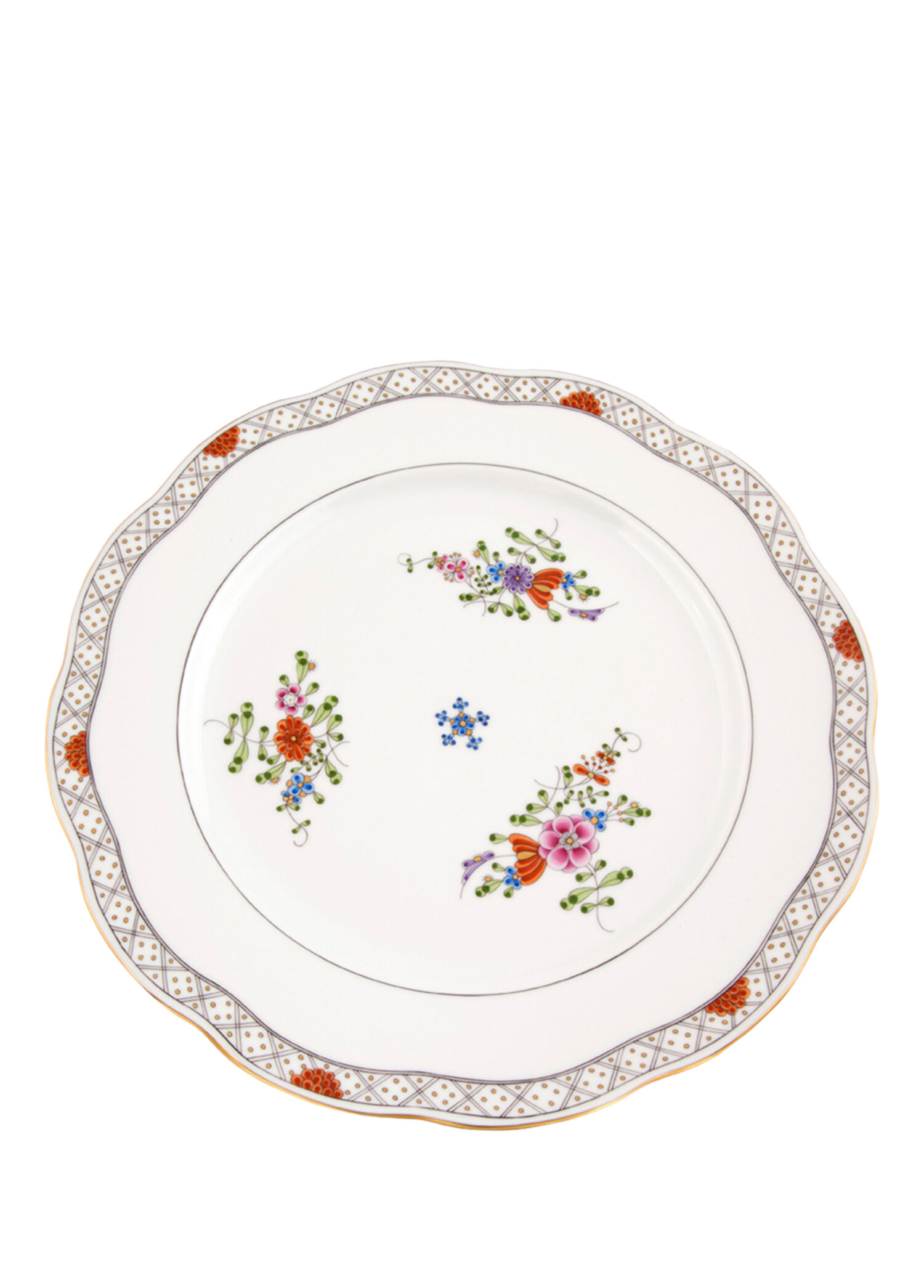 Comrmc Desenli Beyaz Porselen Yemek Tabağı 26 cm