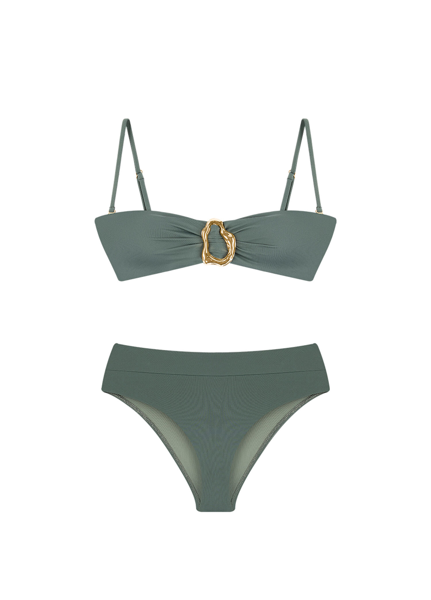 Tyra Dark Sage Yeşil Yüksek Bel Kadın Bikini Takımı