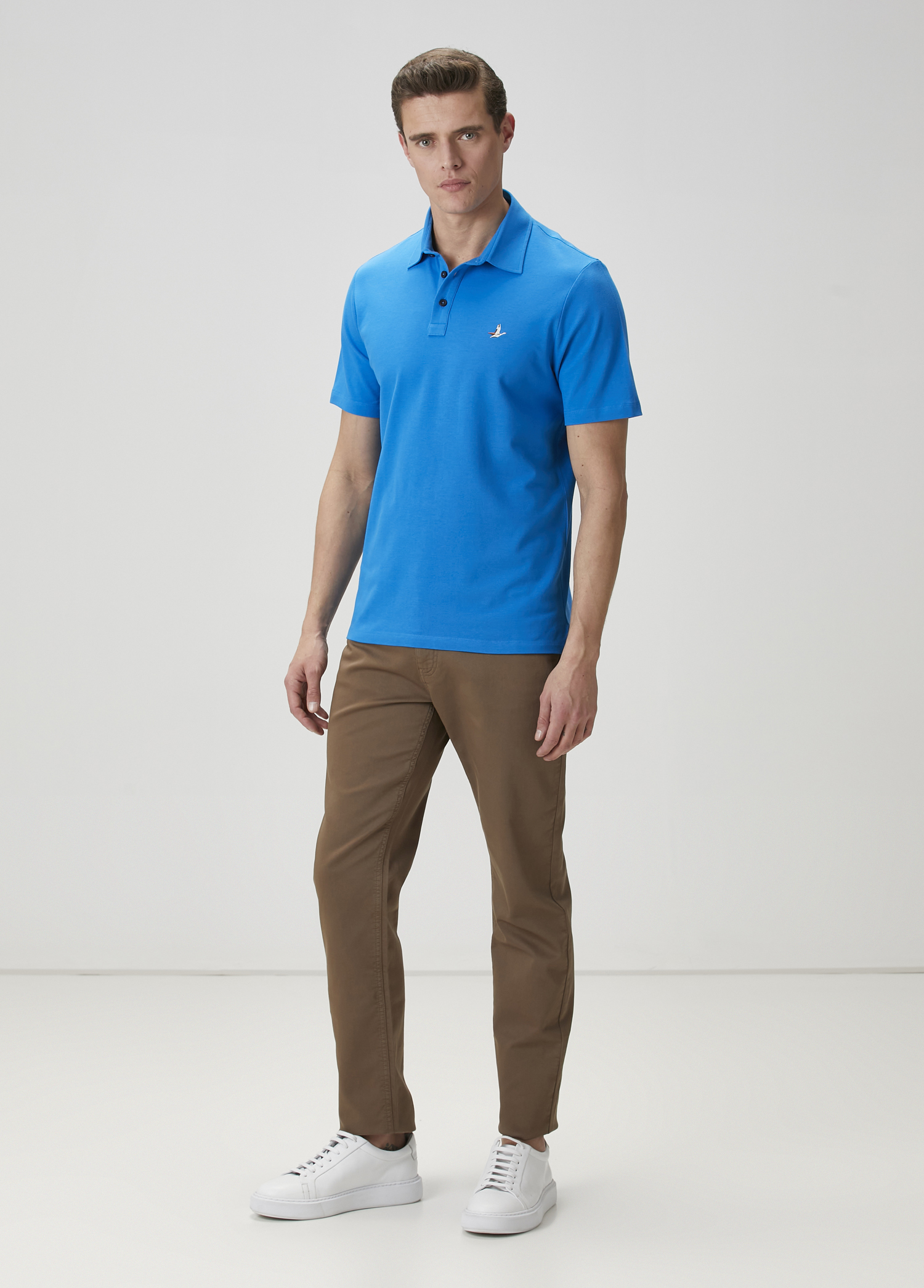 Comfort Fit Kobalt Polo Yaka T-shirt_2