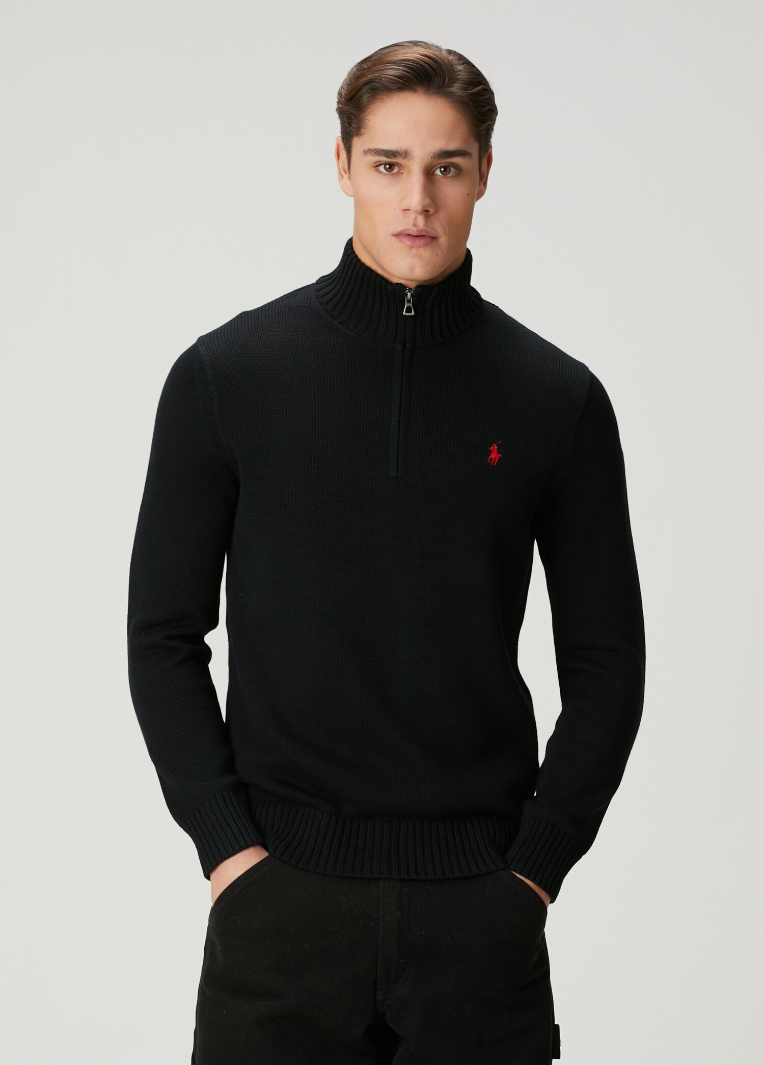 Polo Ralph Lauren Siyah Erkek Siyah Yakası Fermuarlı Kazak 1865939