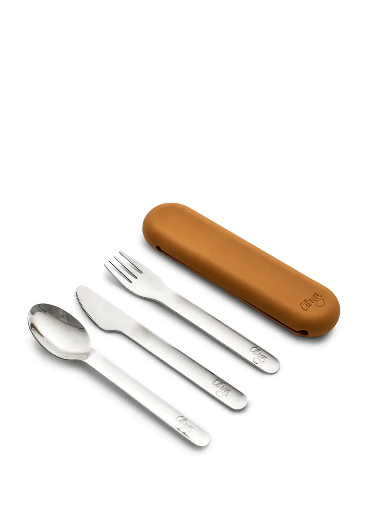 Caramel Silikon Kılıflı Çelik 3'lü Çocuk Çatal Bıçak Kaşık Takımı