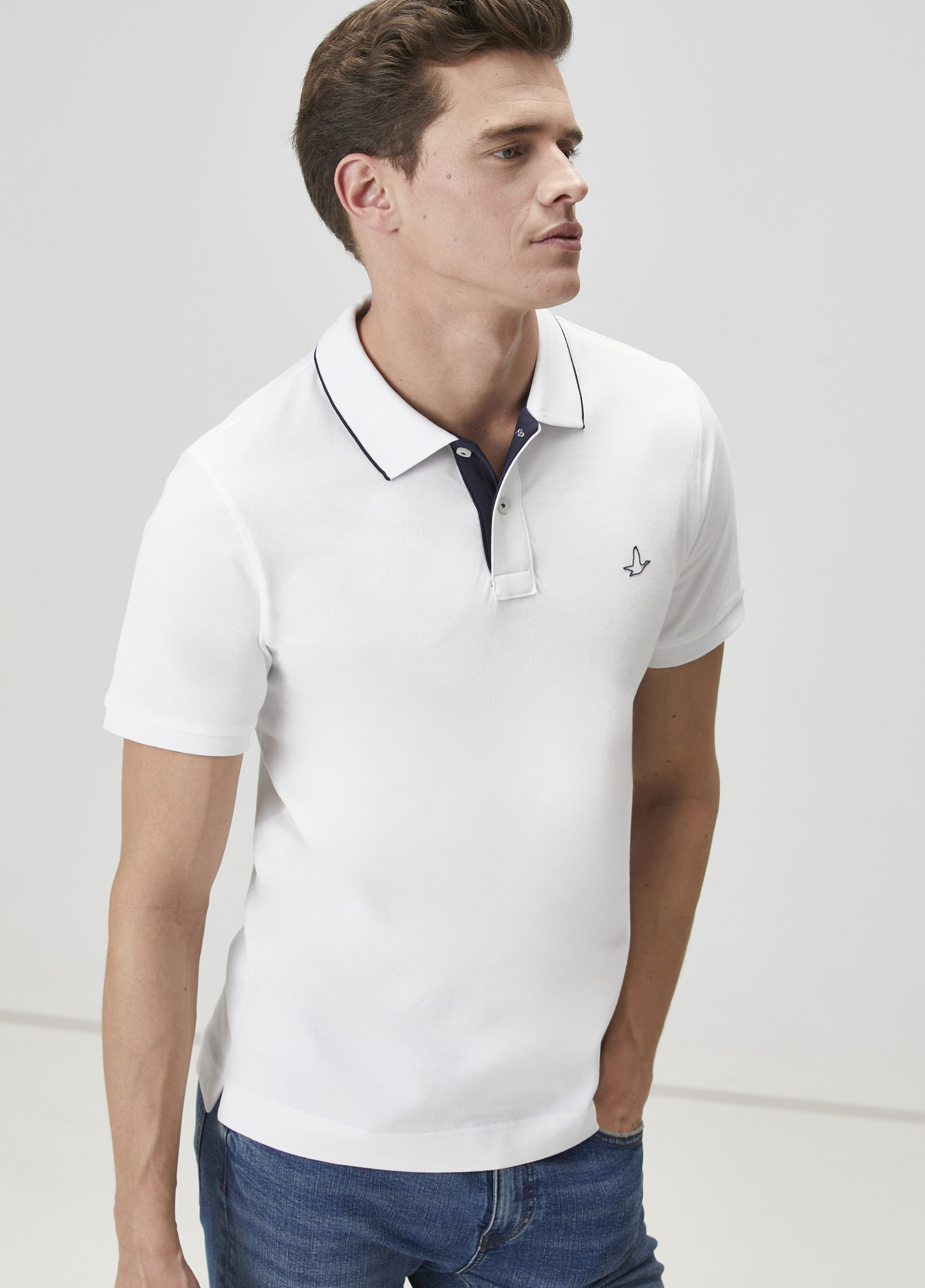 Slim Fit Beyaz Polo Yaka T-shirt_1
