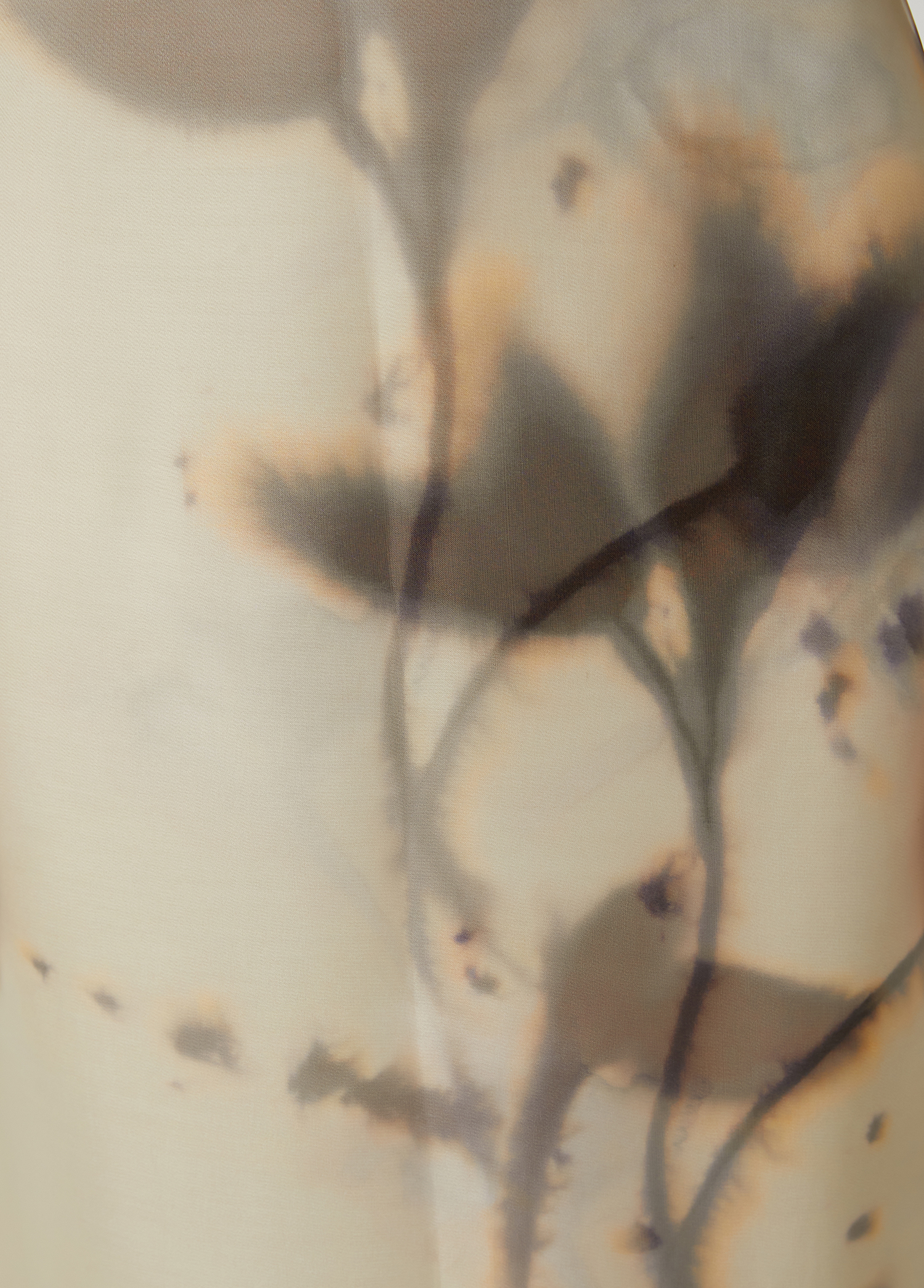 Ekru Çiçekli Maksi Organza Etek_4
