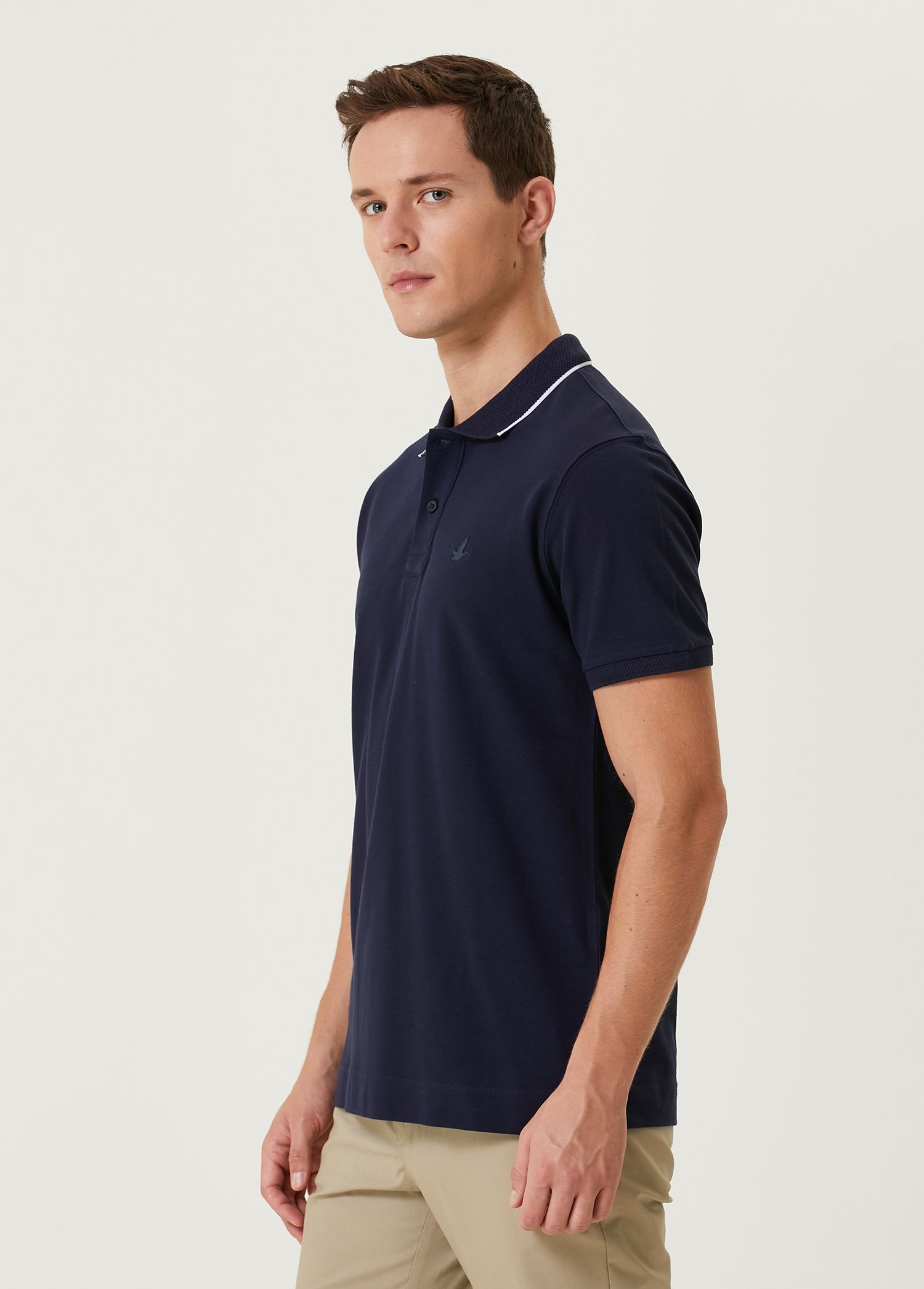 Slim Fit Lacivert Polo Yaka Pike T-shirt_3