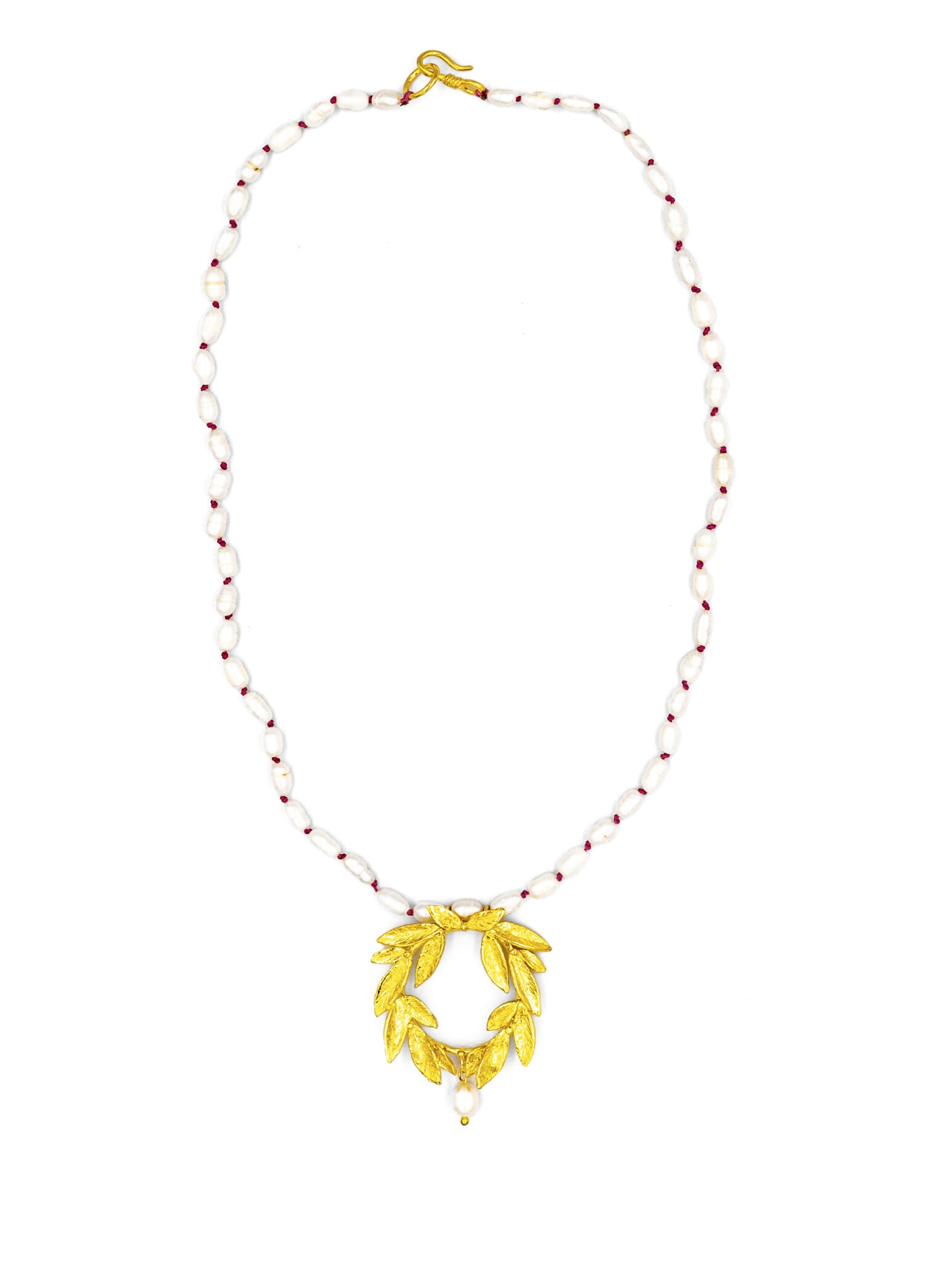Daphne Wreath Pearl 22 Ayar Altın Kaplama Kadın İnci Kolye