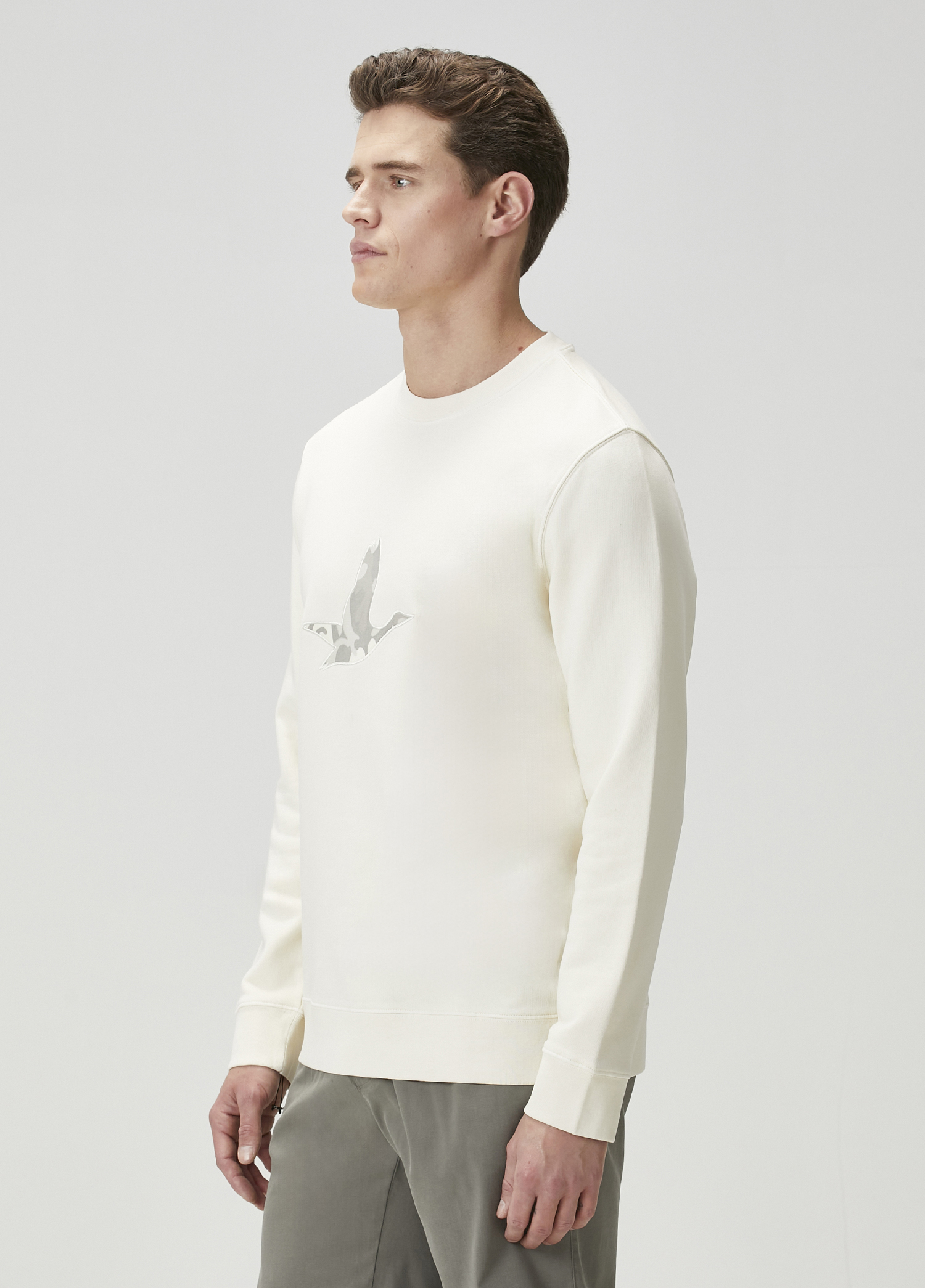 Krem Kamuflaj Kaz Nakışlı Sweatshirt_3