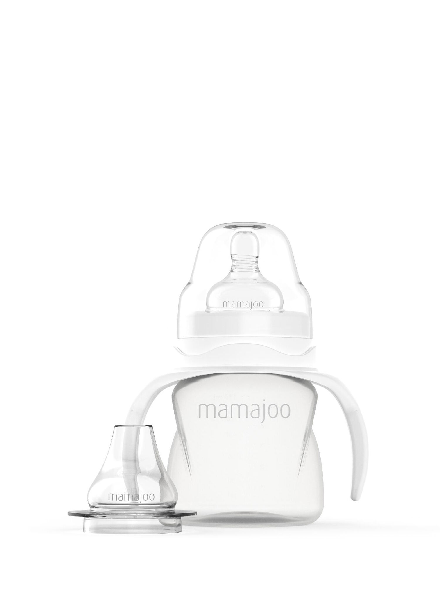 2-in-1 Beyaz Silikon 6 Ay+ Anti-Kolik Orta Akışlı M Beden Kulplu Biberon 160 ml