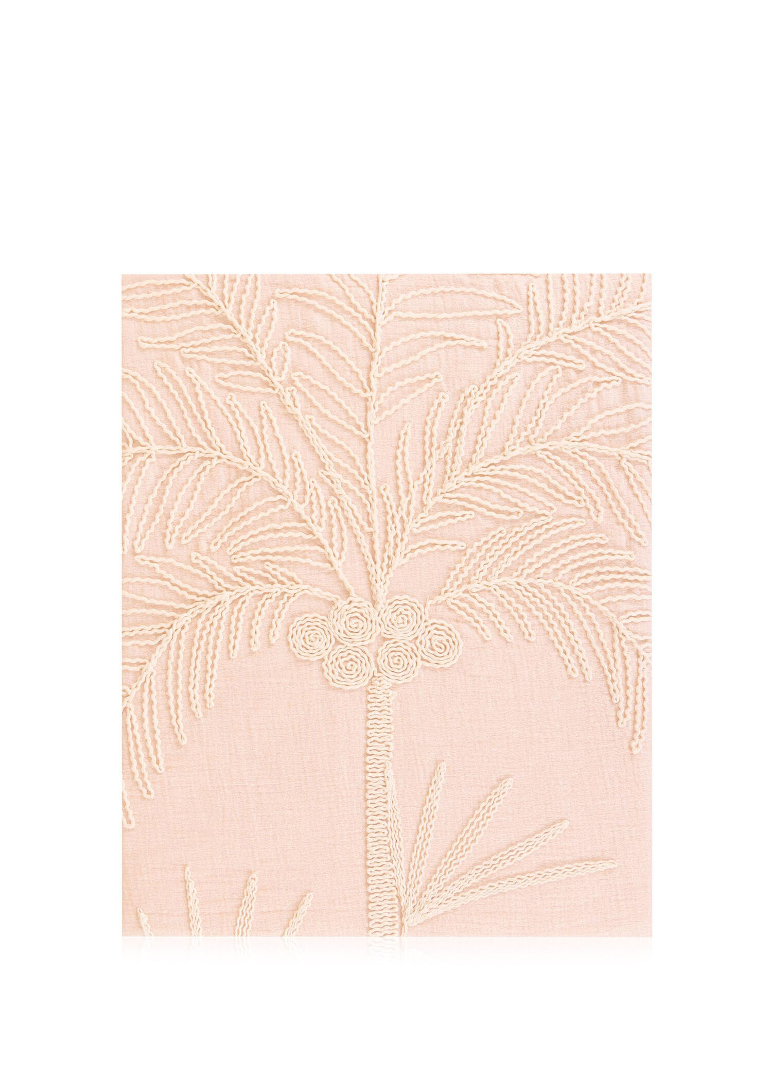Pudra Pamuklu Püsküllü Throw Koltuk Şalı 170 x 130 cm