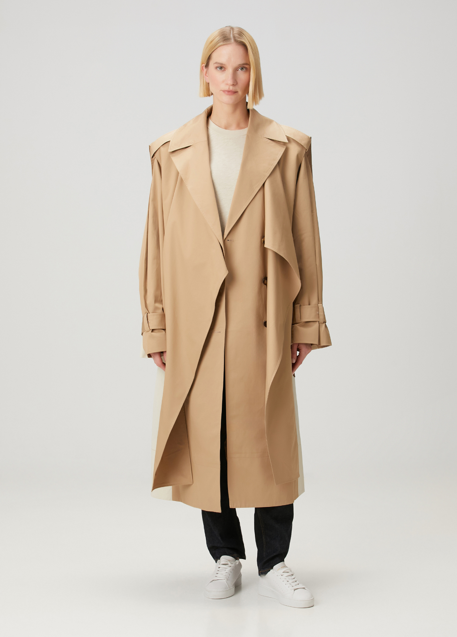 Split Beige Trench Coat