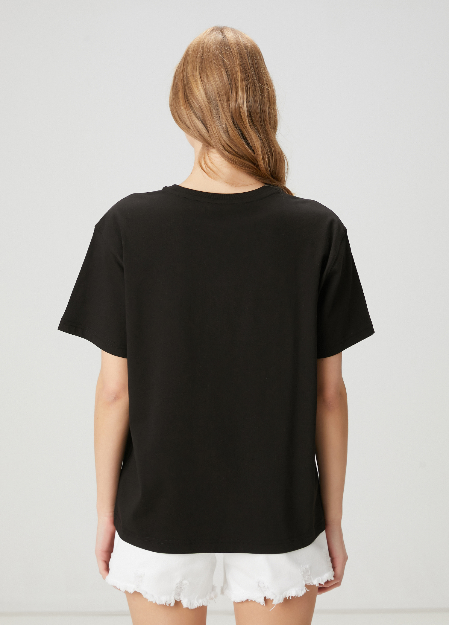 Siyah Taşlı Kaz Logolu T-shirt_4