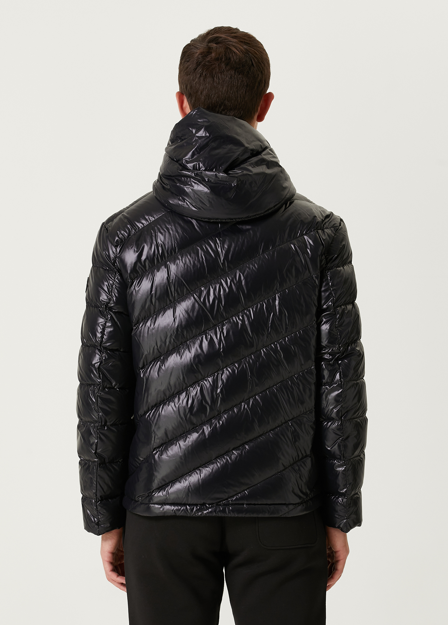 Black Hooded Logo Puff Jacket