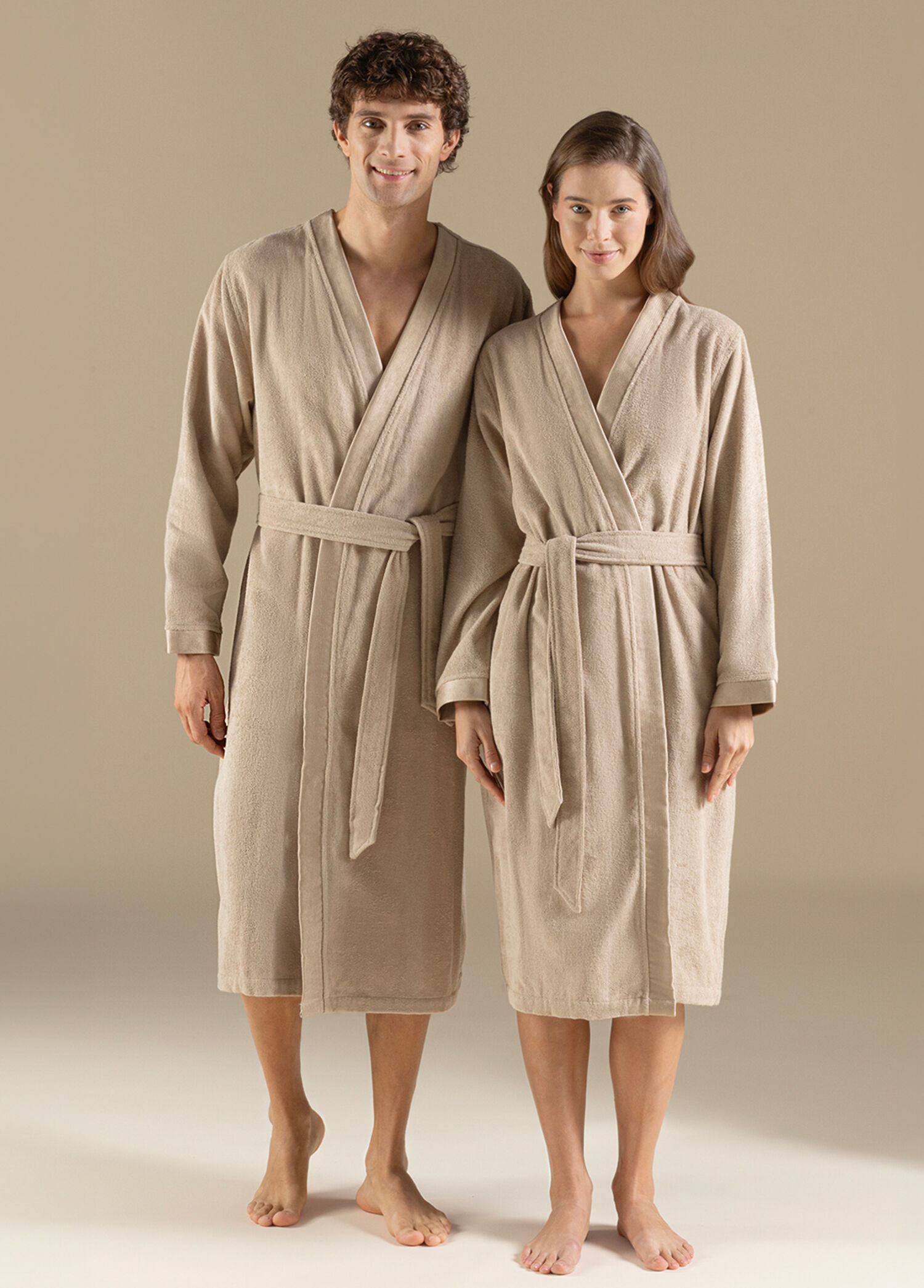 Floss Koyu Bej Bambu Unisex Bornoz