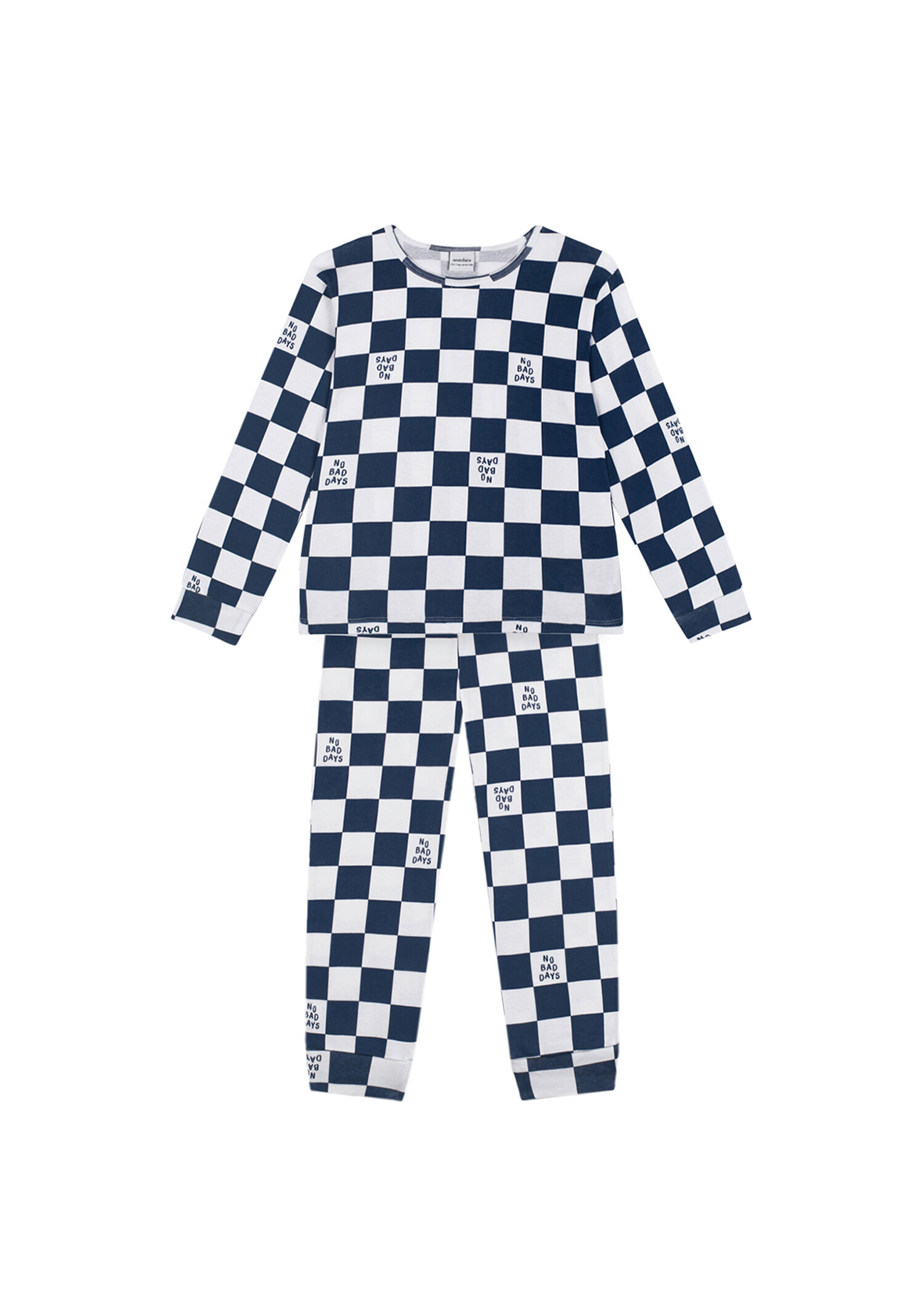 Lacivert No Bad Days Desenli Uzun Kollu Unisex Çocuk Pijama Takımı