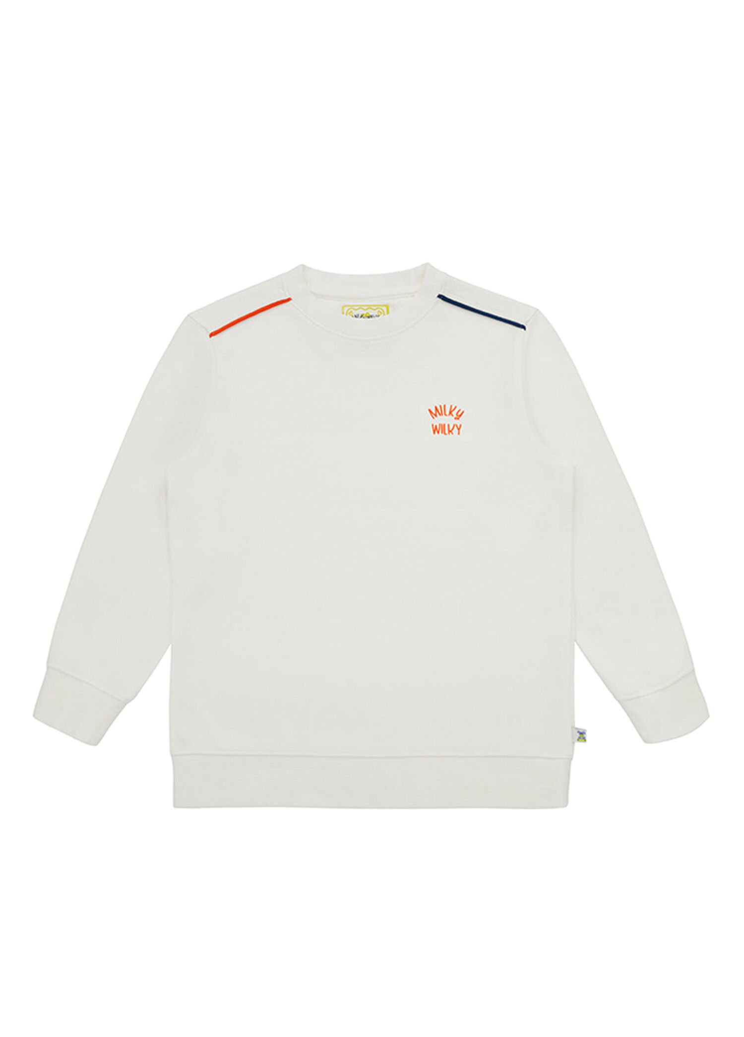 Beyaz Bisiklet Yaka Uzun Kollu Erkek Çocuk Sweatshirt