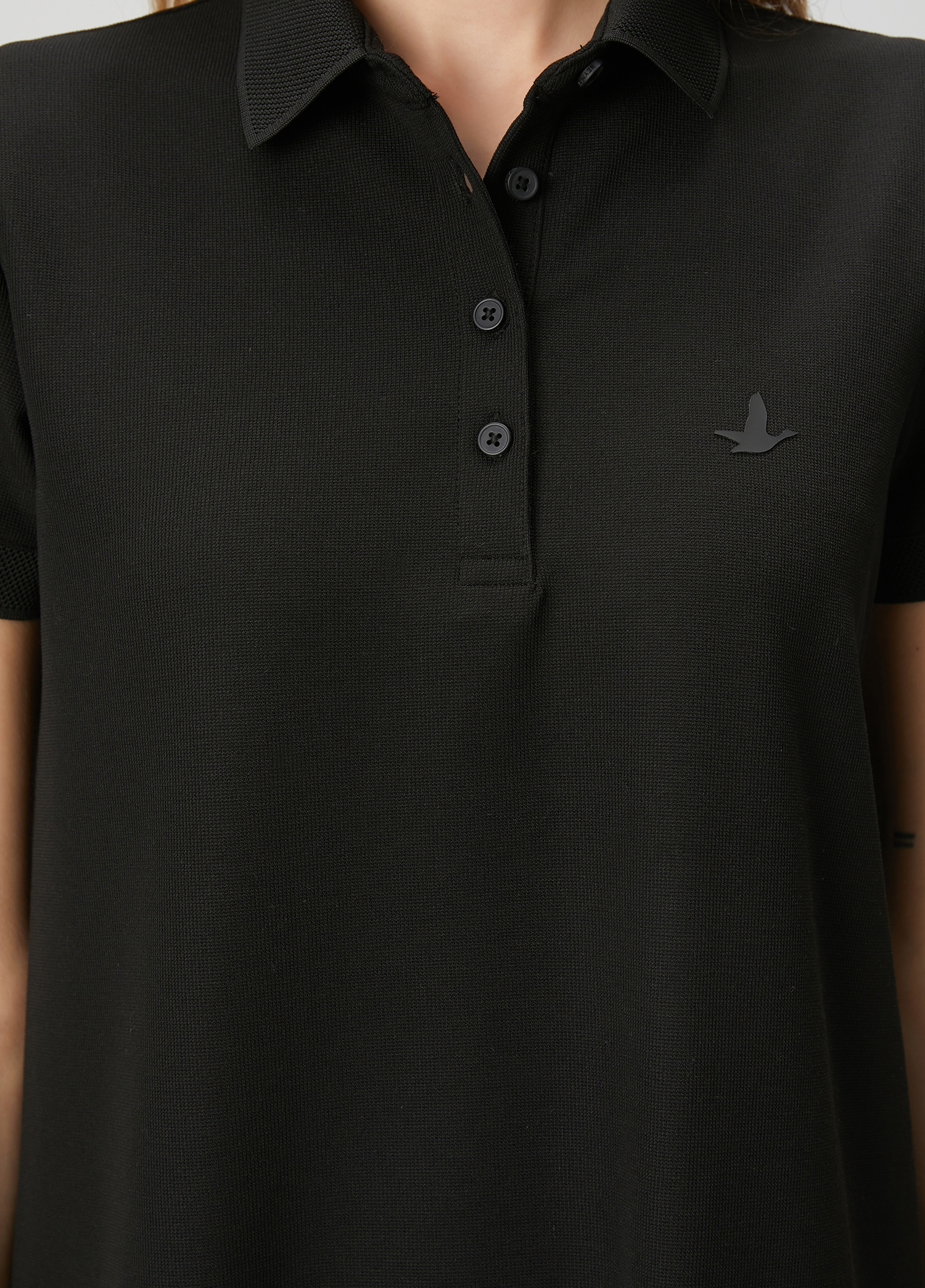 Siyah Polo Yaka Mini Elbise_5