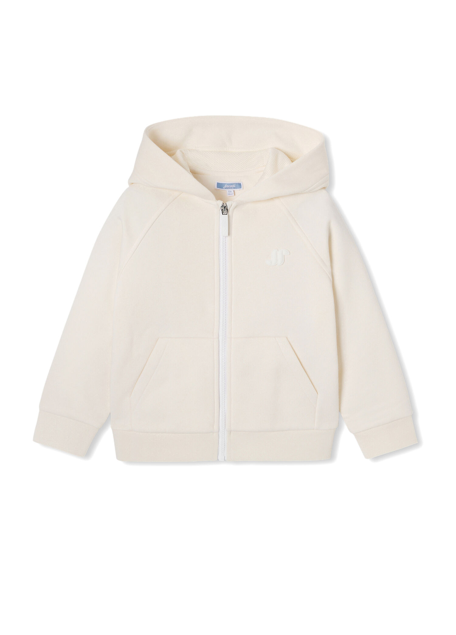 Ekru Polar Kapüşonlu Fermuarlı Kız Çocuk Sweatshirt