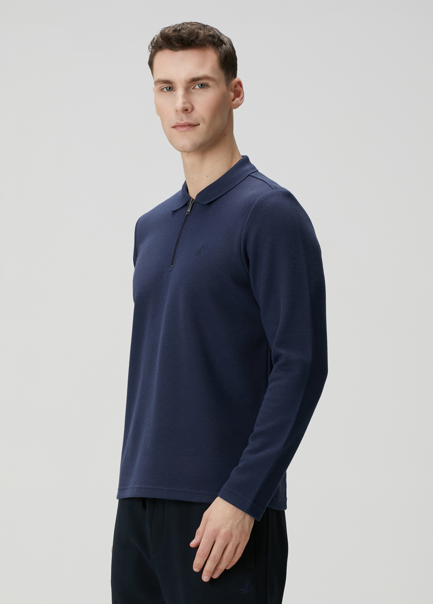 Lacivert Polo Yaka Sweatshirt_2