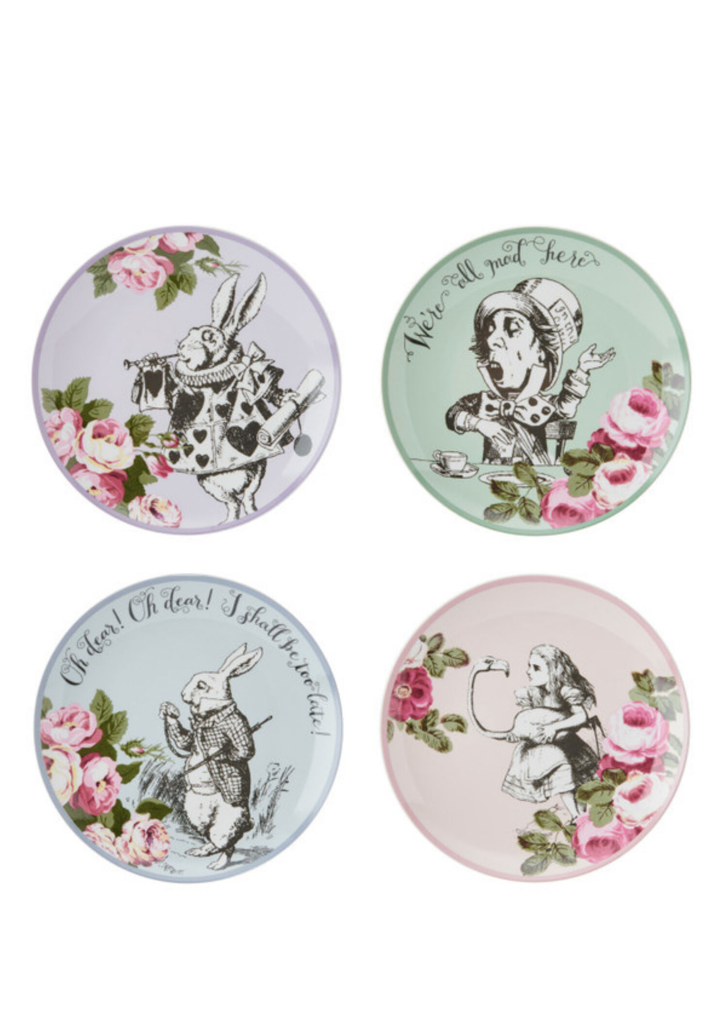 Mikasa x V&A Alice In Wonderland Porselen Fine China 4'lü Pasta Tabağı Seti