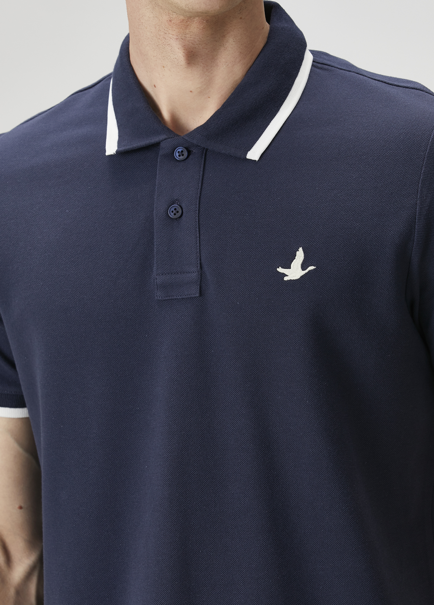 Lacivert Ekru Polo Yaka T-shirt_4