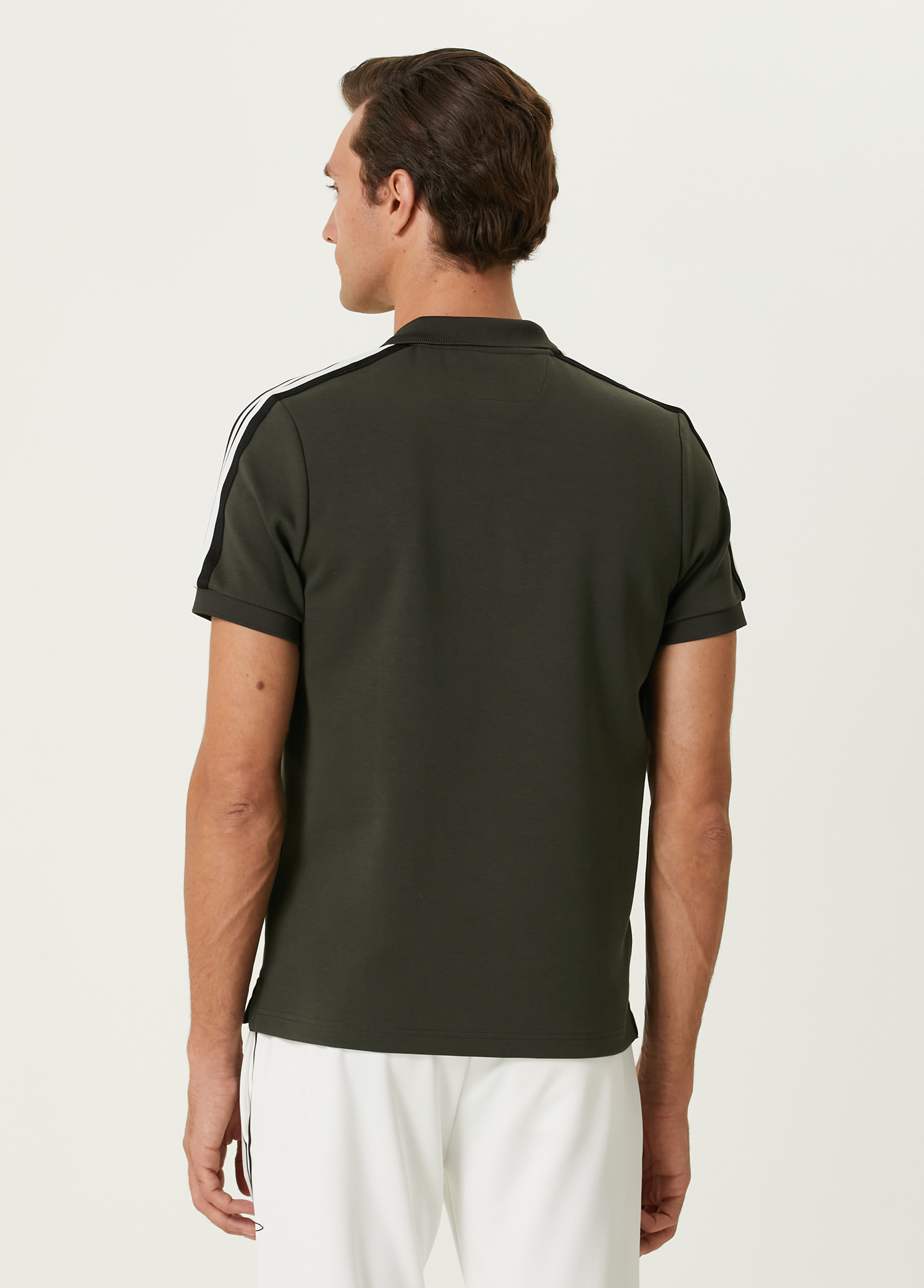 Haki Şerit Detaylı Polo T-shirt_4