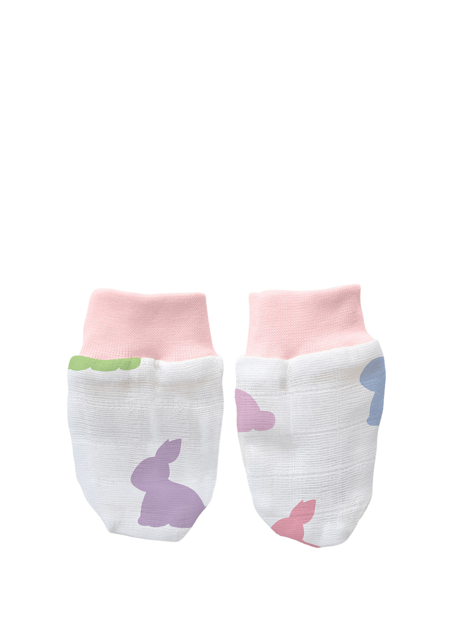 Rainbow Lapin Pink Pembe Pamuklu Müslin Kız Bebek Eldiven