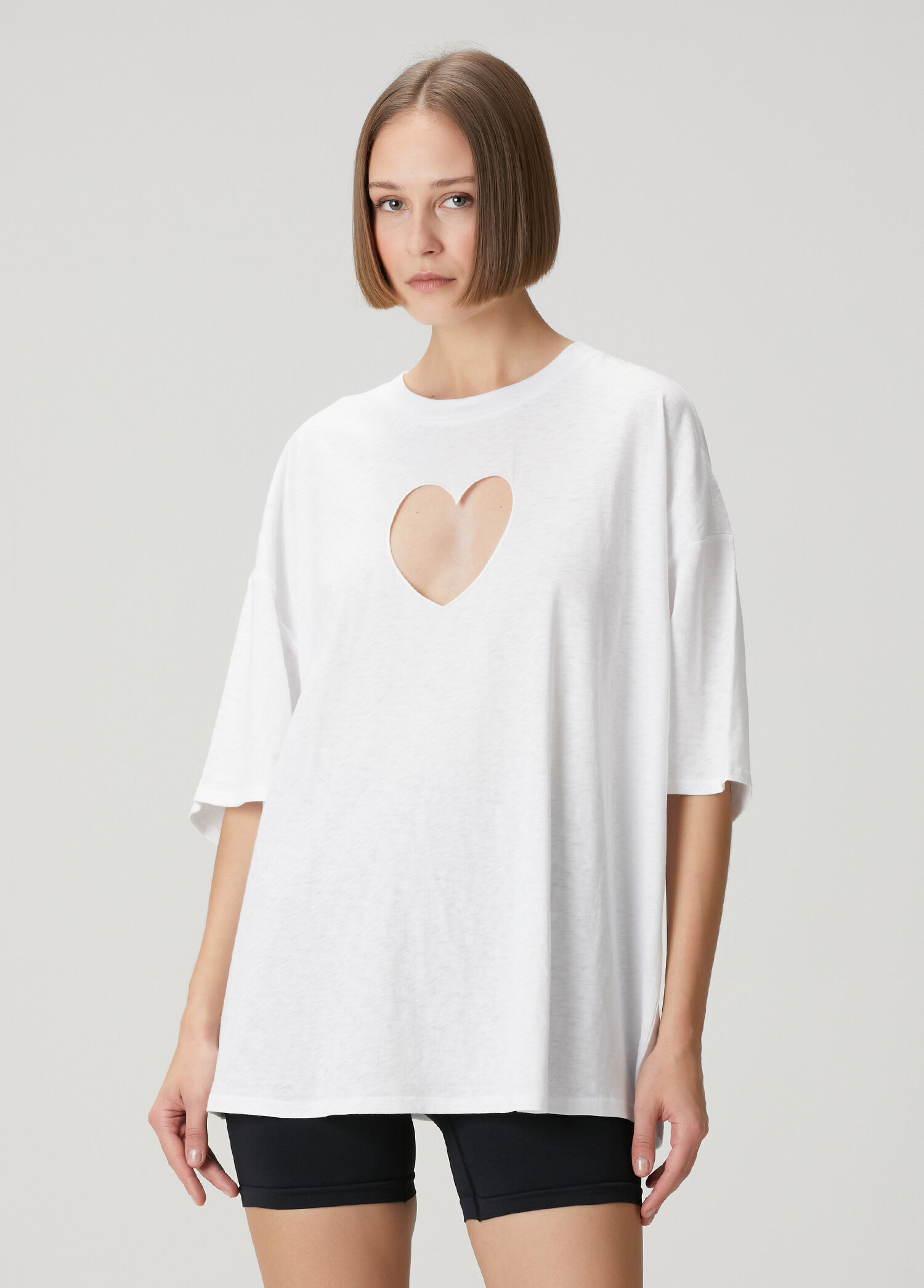 Heart Oversized Beyaz T-shirt