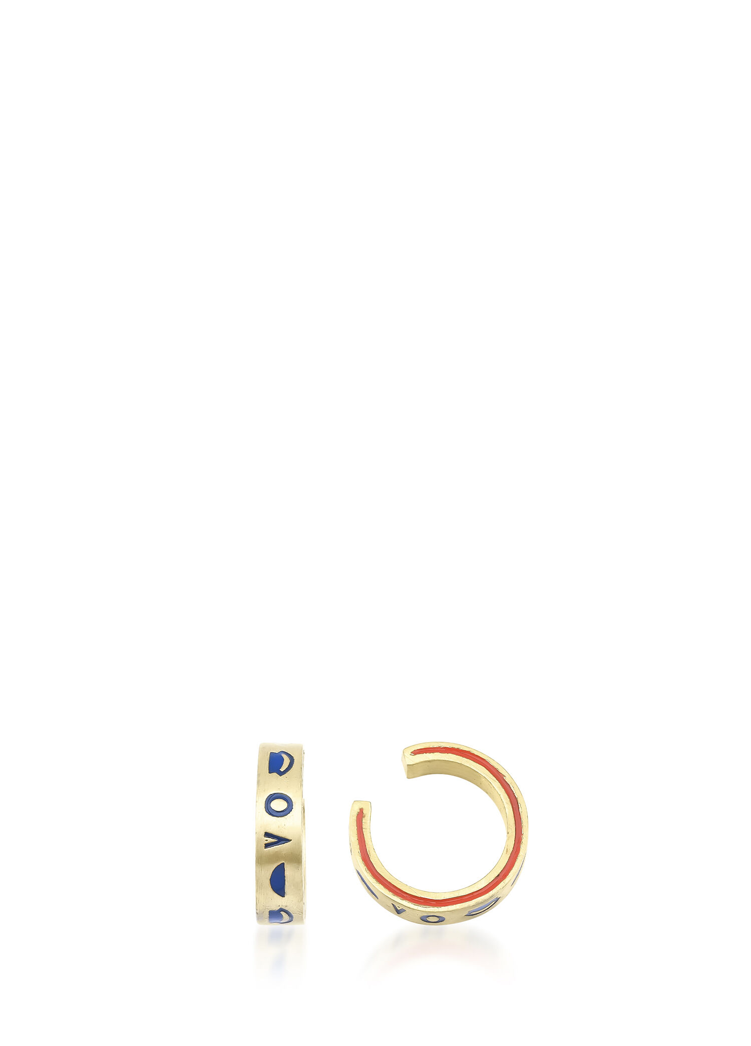 Horus Mineli 925 Ayar Gümüş Üzeri 14 Ayar Altın Kaplama Unisex Halka Kıkırdak Küpe