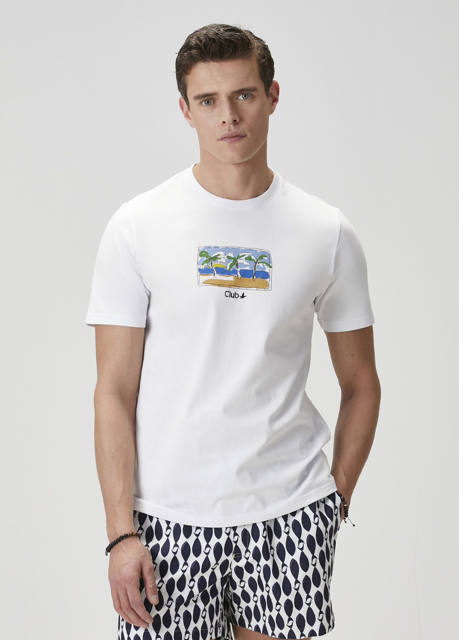 Beyaz Baskılı T-shirt