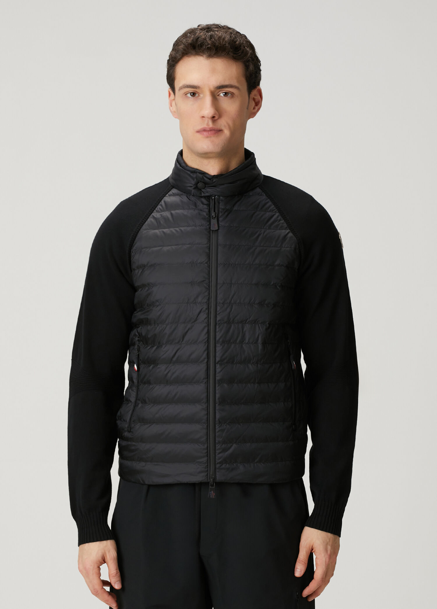 Moncler Grenoble Siyah Erkek Siyah Kapitone Garnili Triko Mont