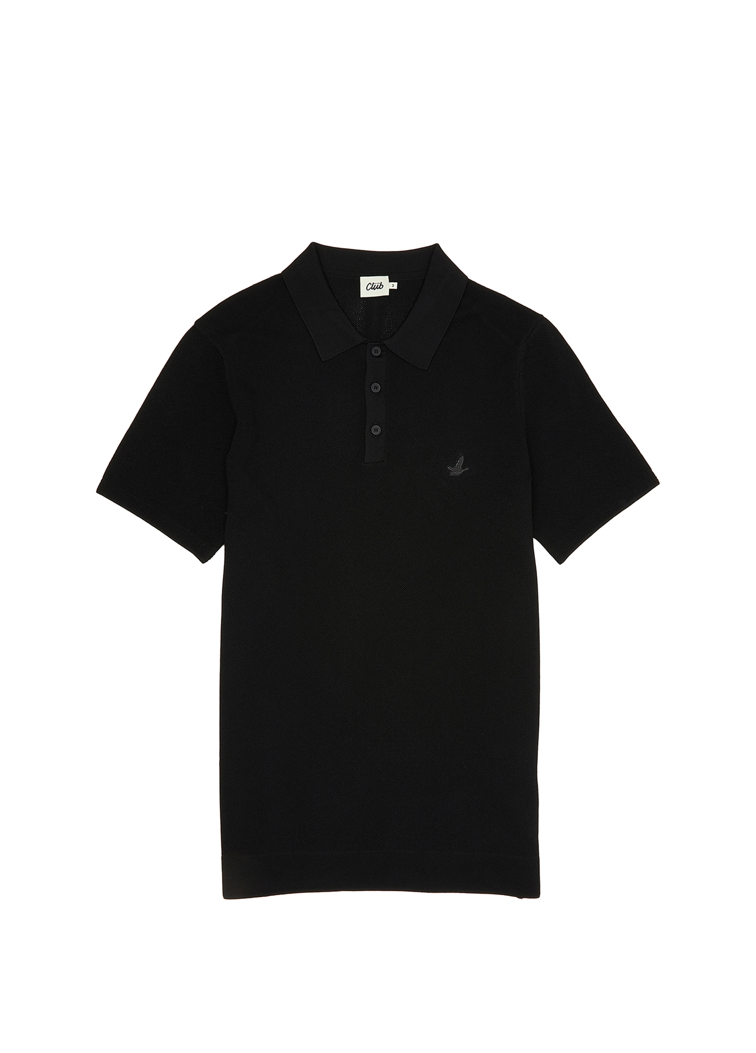Siyah Polo Yaka Pirinç Dokulu Kısa Kollu Triko_6