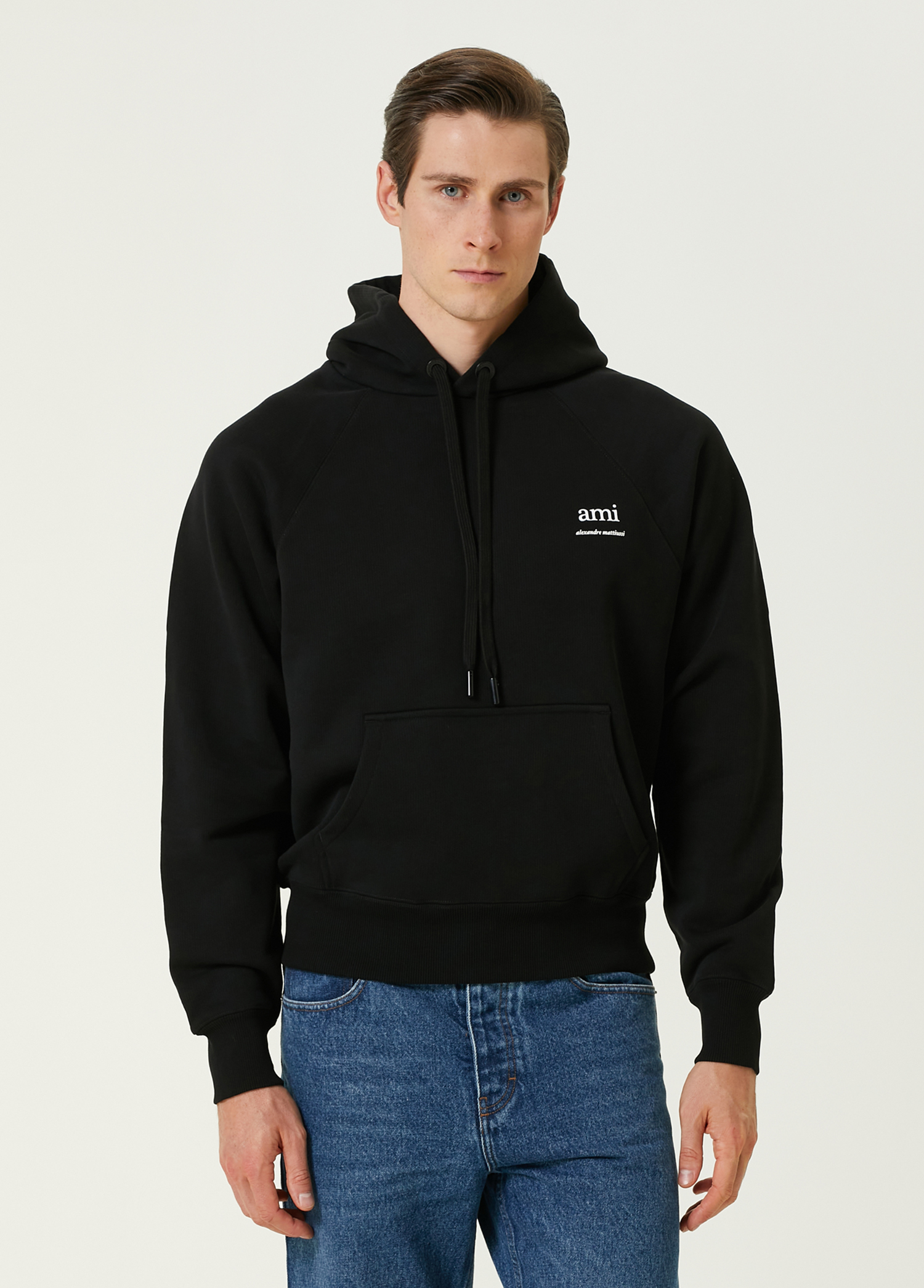 Siyah Kapüşonlu Logo Detaylı Sweatshirt